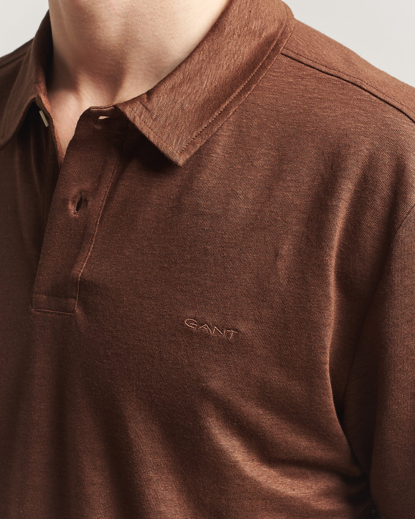 Mies | Pikeet | Gant | Linen Polo Mahogany Brown