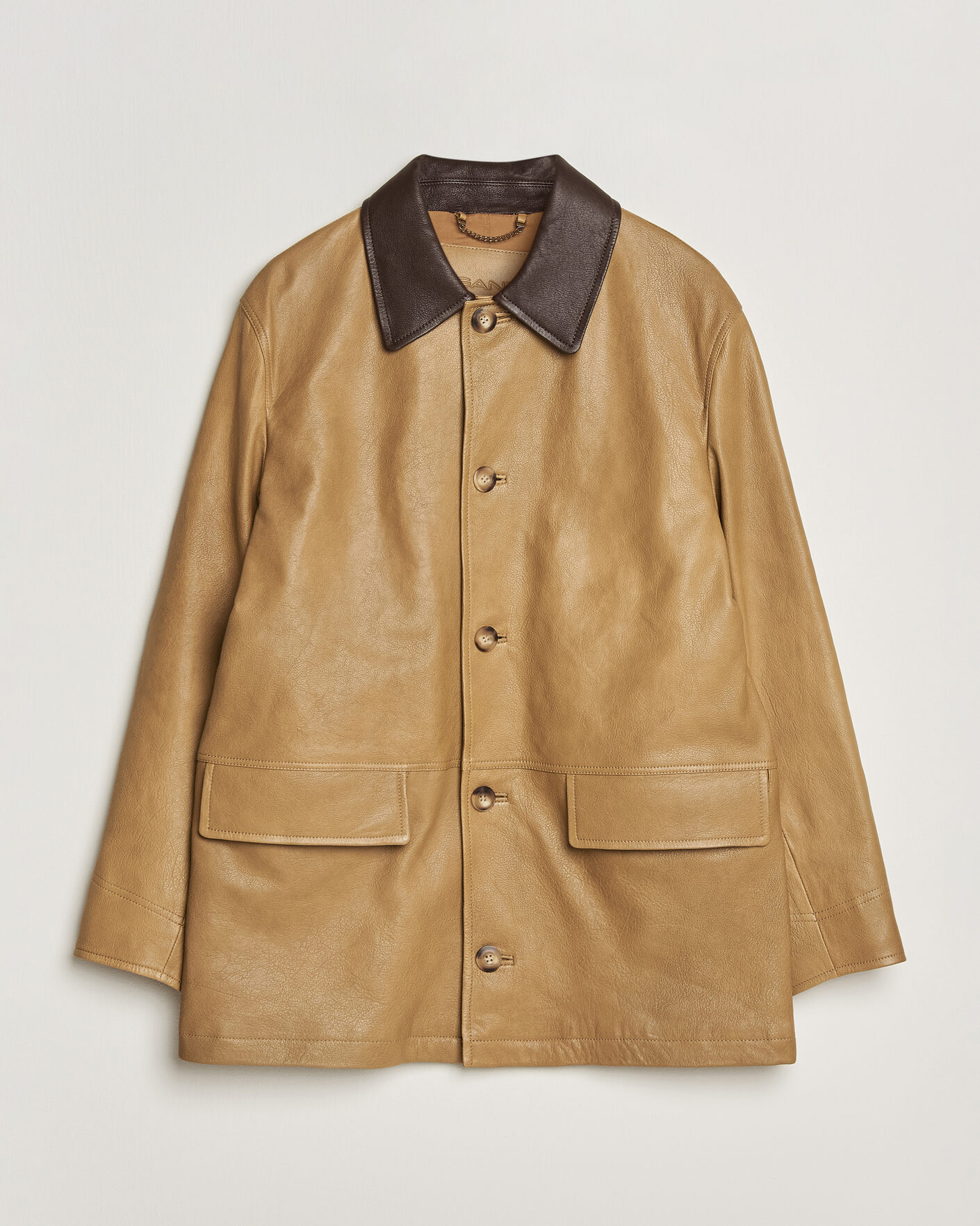 Mies | Takit | Gant | Leather Decker Jacket Warm Khaki