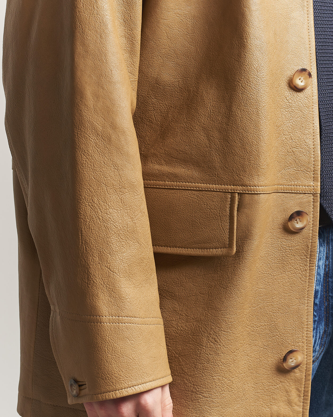 Mies | Takit | Gant | Leather Decker Jacket Warm Khaki