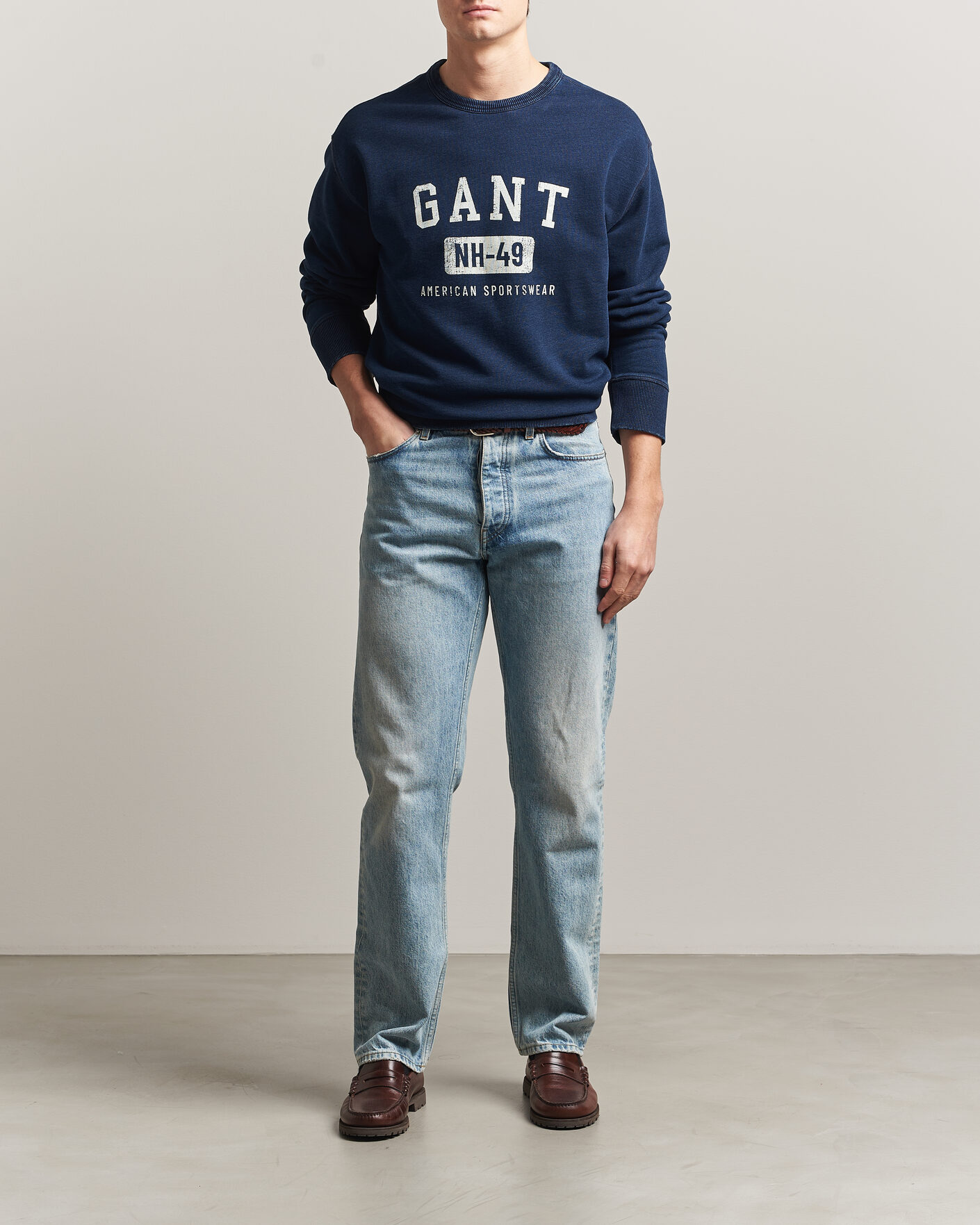 Mies | Puserot | Gant | Indigo Graphic Sweatshirt Dark Blue