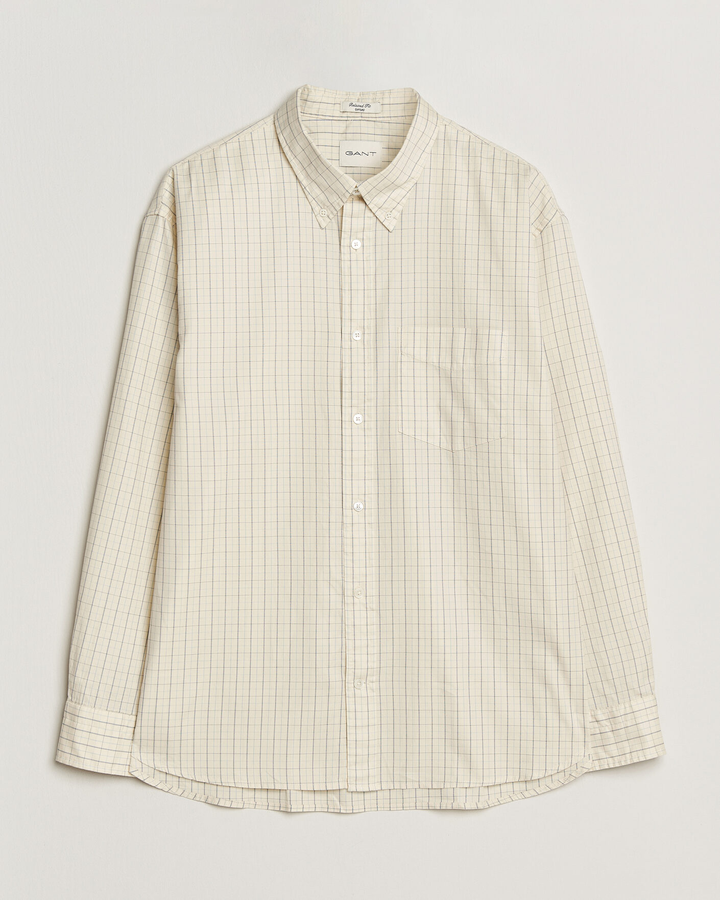 Mies | Kauluspaidat | GANT | Relaxed Fit Dreamy Oxford Checked Shirt Creamed White