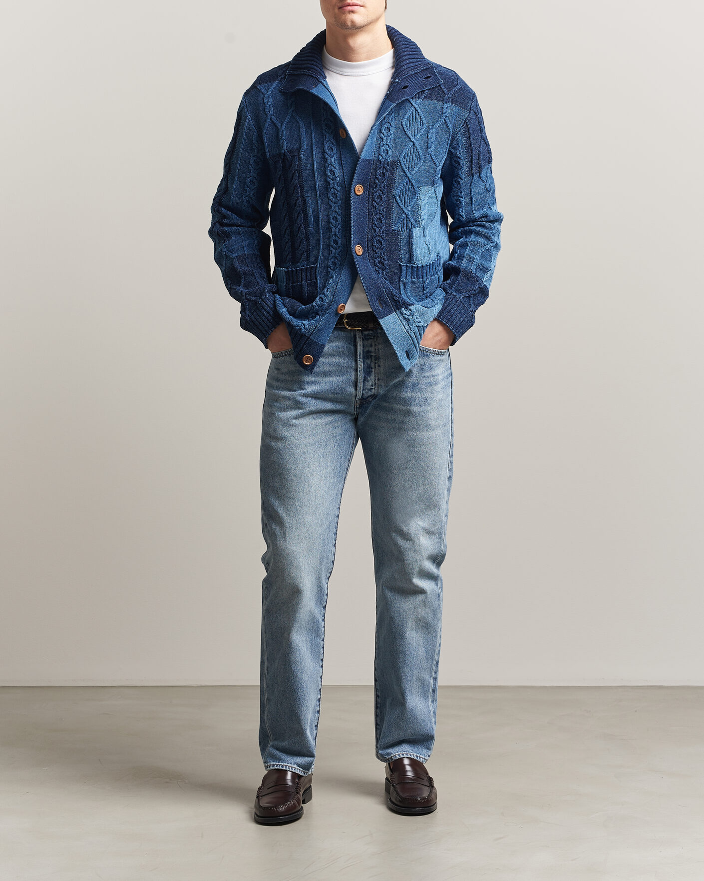 Mies | Puserot | Gant | Indigo Cotton Cable Cardigan Rich Navy