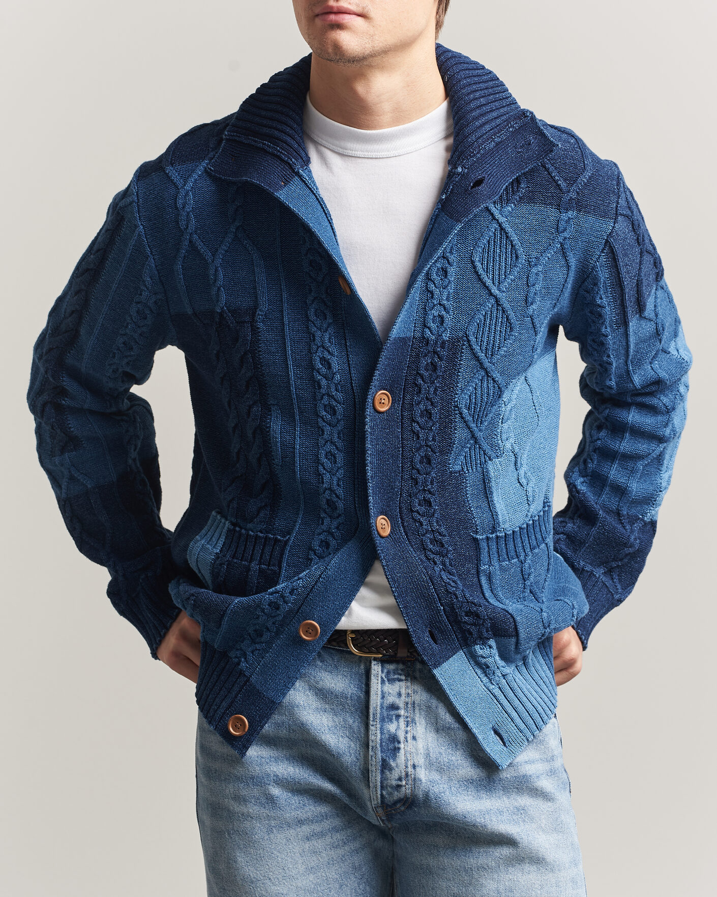 Mies | Puserot | GANT | Indigo Cotton Cable Cardigan Rich Navy