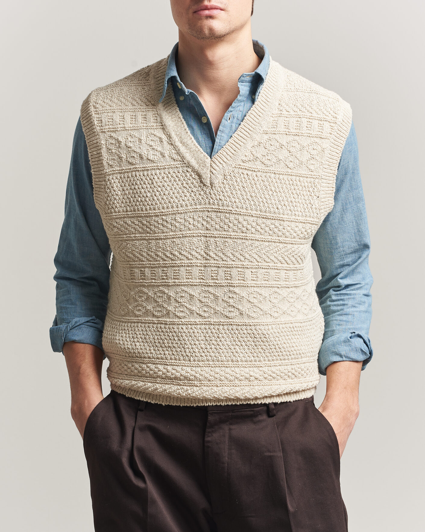 Mies | Puserot | GANT | Cotton/Linen Textured Vest Creamed White