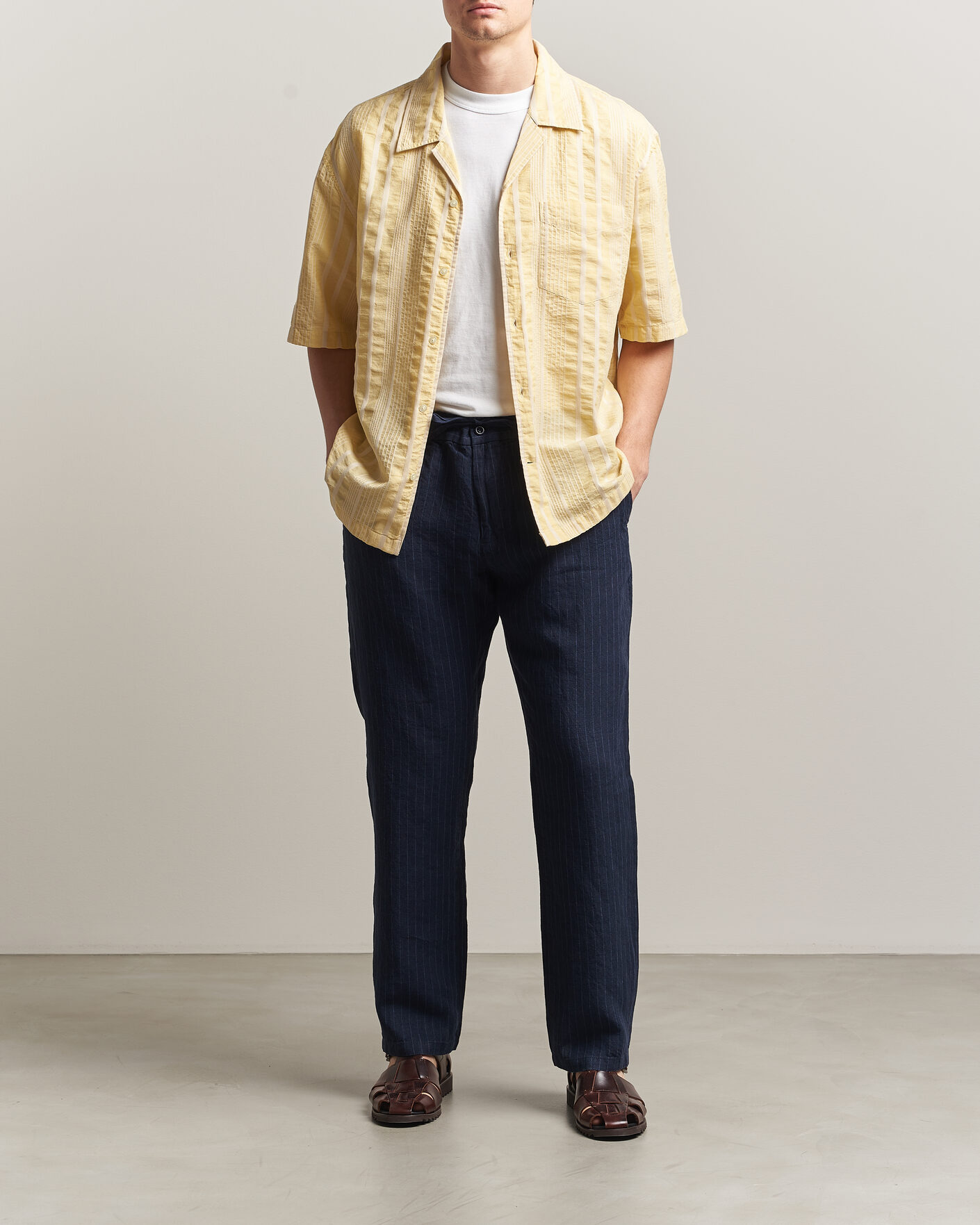 Mies | Kauluspaidat | Gant | Relaxed Fit Seersucker Camp Collar Shirt Light Mustard Yellow
