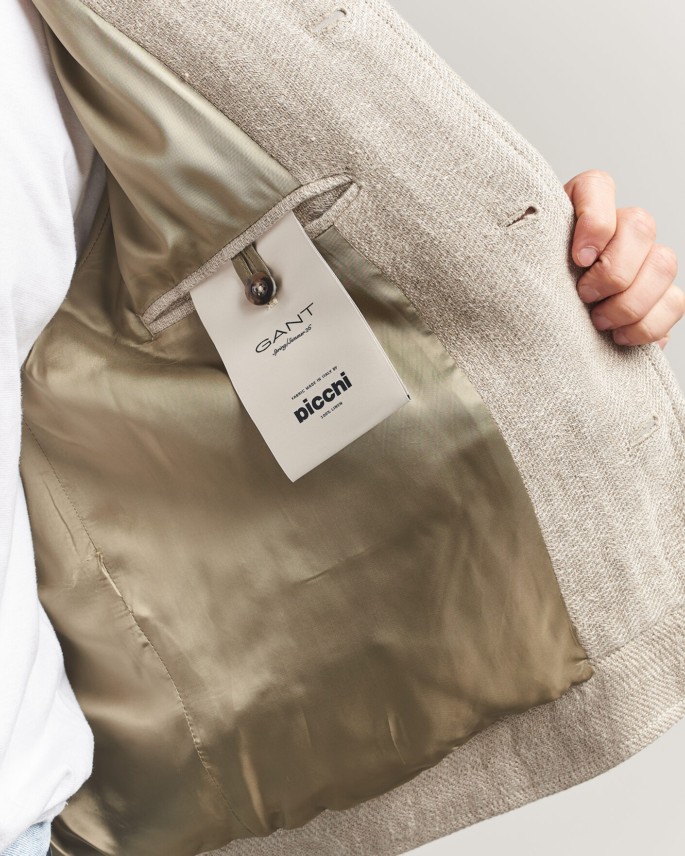 Mies | Takit | Gant | Washed Linen Jacket Light Taupe