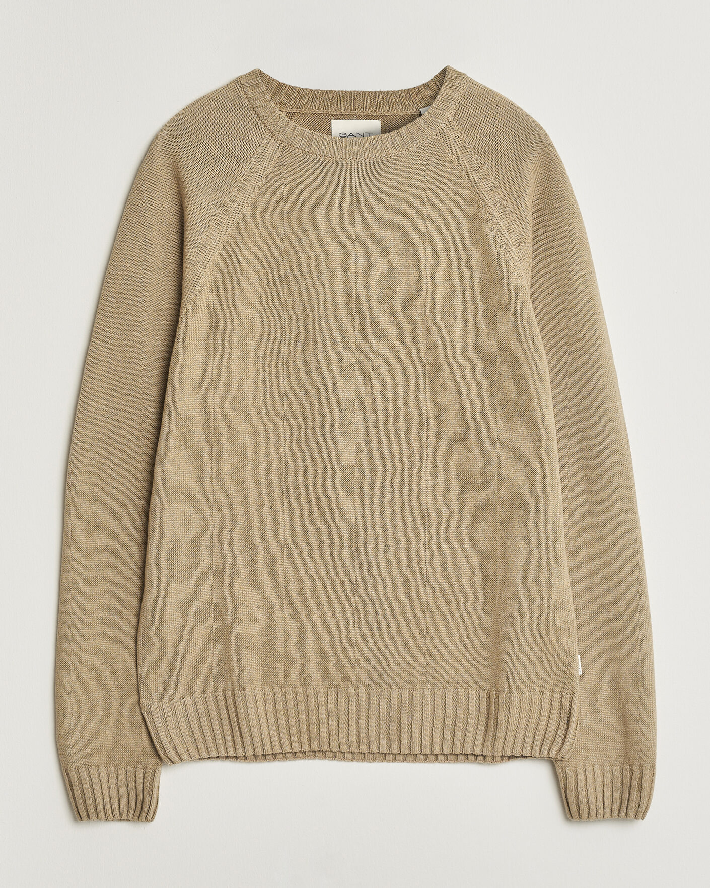 Mies | Puserot | GANT | Linen/Cotton Crew Neck Sweater Dark Khaki
