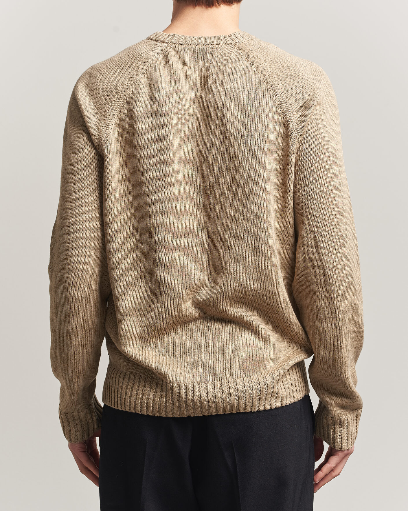 Mies | Puserot | GANT | Linen/Cotton Crew Neck Sweater Dark Khaki