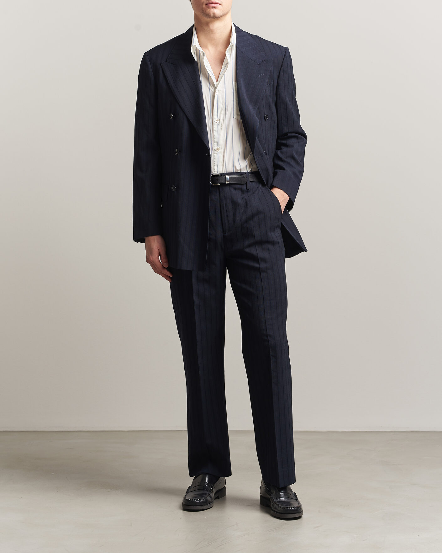 Mies | Housut | GANT | Tonal Pinstriped Suit Pants Evening Blue