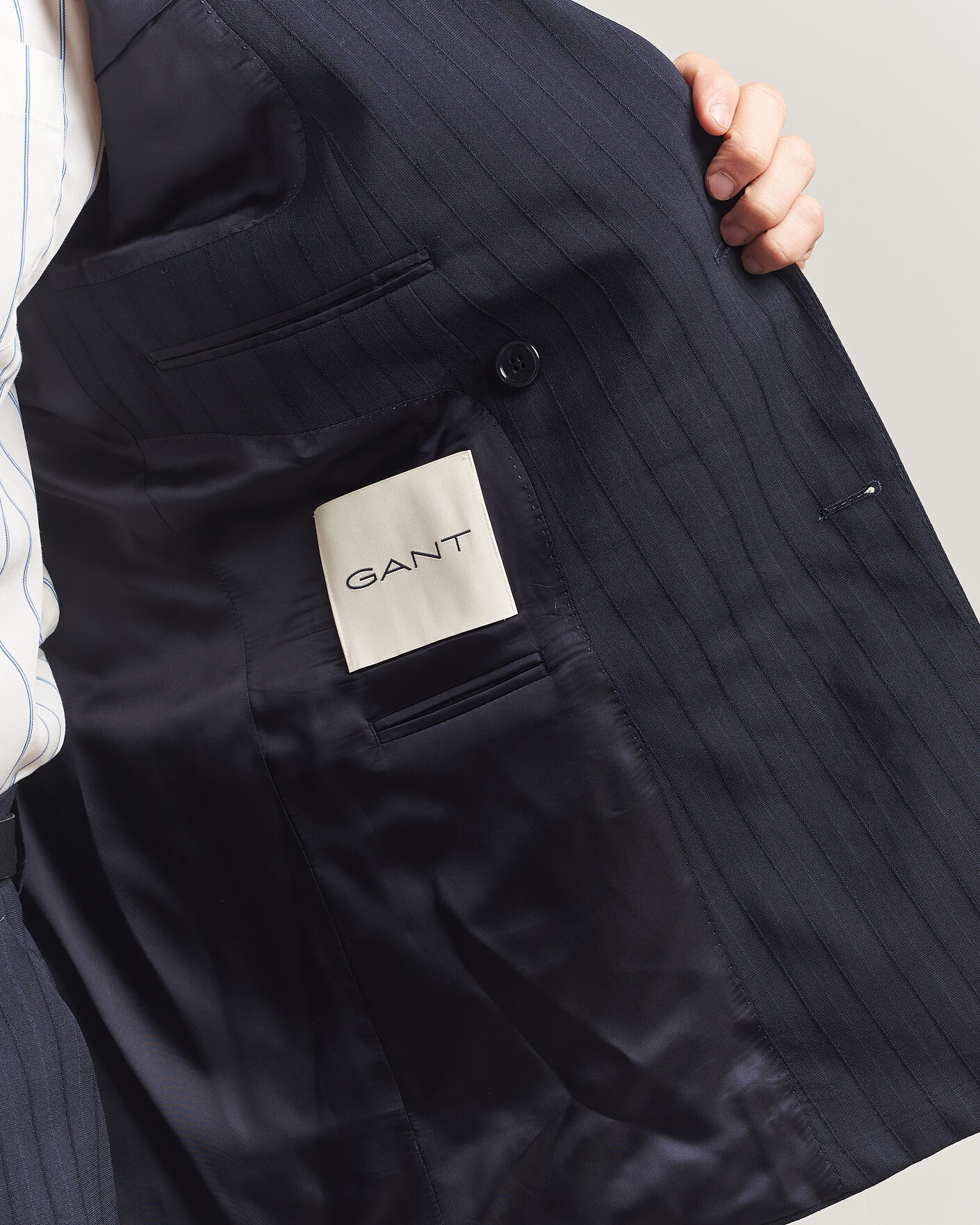 Mies | Pikkutakit | GANT | Tonal Pinstriped Suit Blazer Evening Blue