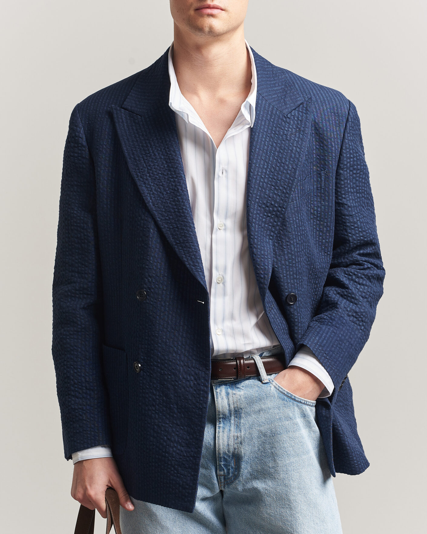 Mies | Pikkutakit | Gant | Linen Indigo Seersucker Blazer Bid Blue