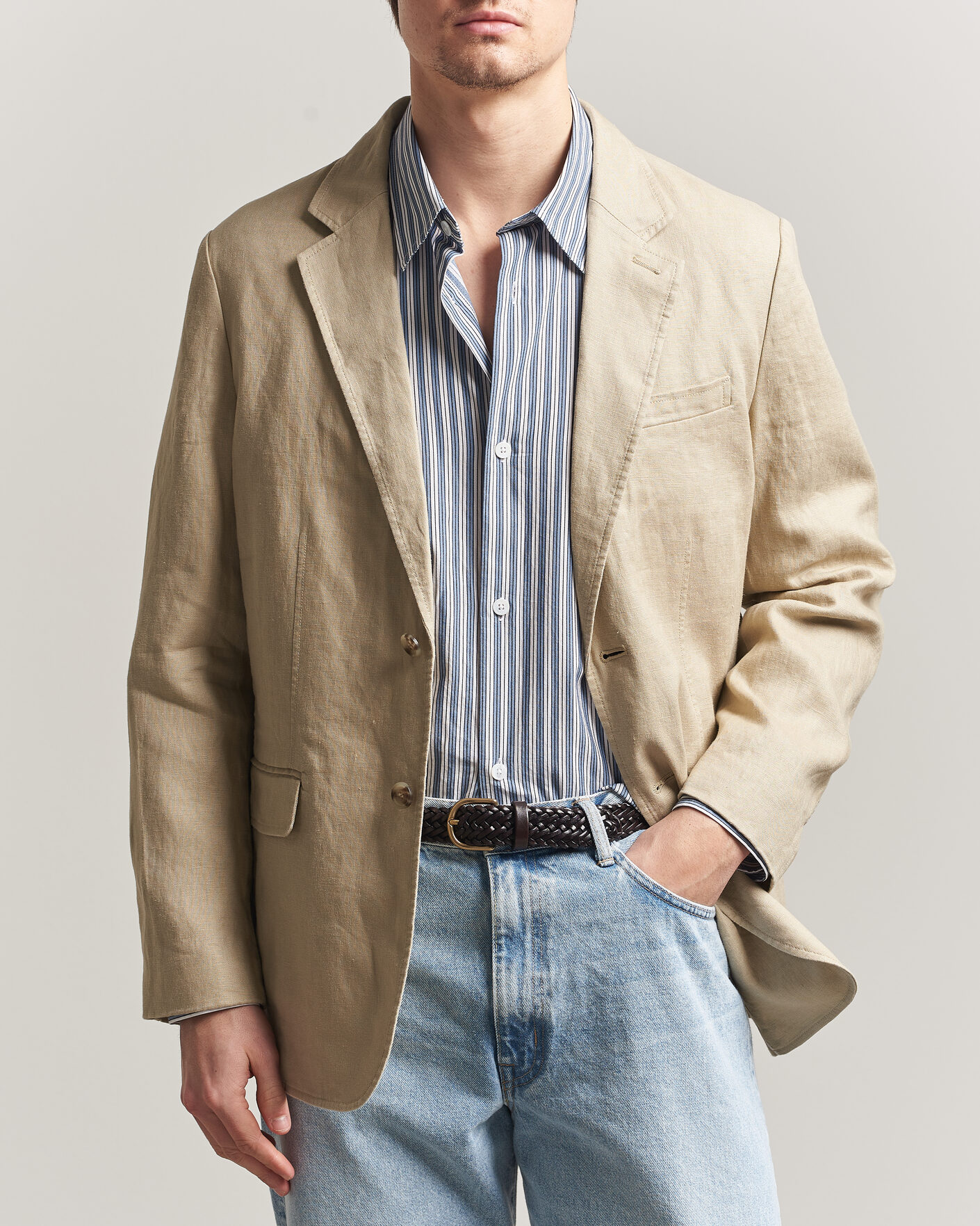 Mies | Pikkutakit | Gant | Garment Dyed Linen Blazer Oat Beige