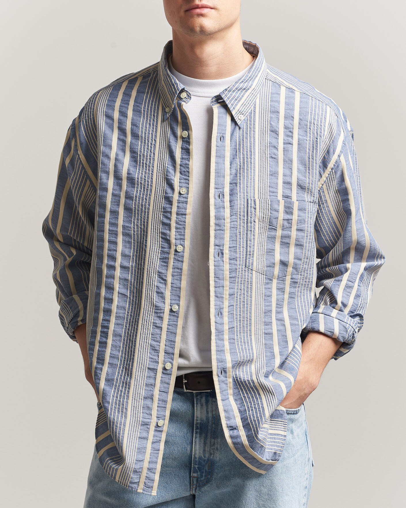 Mies | Kauluspaidat | Gant | Relaxed Fit Seersucker Striped Shirt Vintage Blue