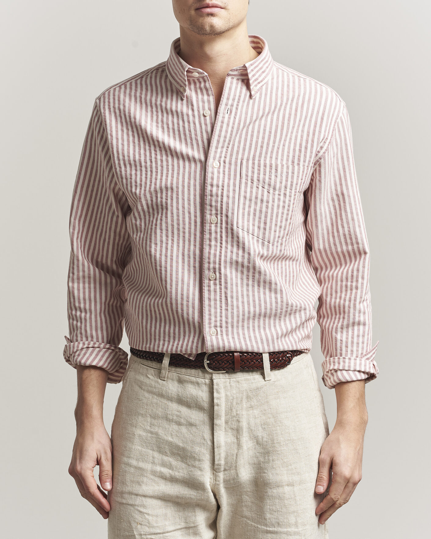 Mies | Kauluspaidat | GANT | Regular Fit Textured Striped Shirt Rose Red
