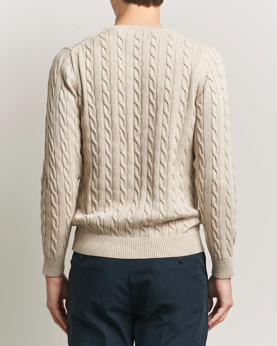 Mies | Puserot | Gant | Cotton Cable Crew Neck Pullover Oat Melange