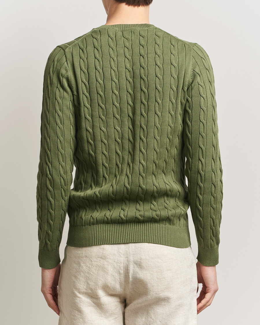 Mies | Puserot | Gant | Cotton Cable Crew Neck Pullover Dry Herb Green