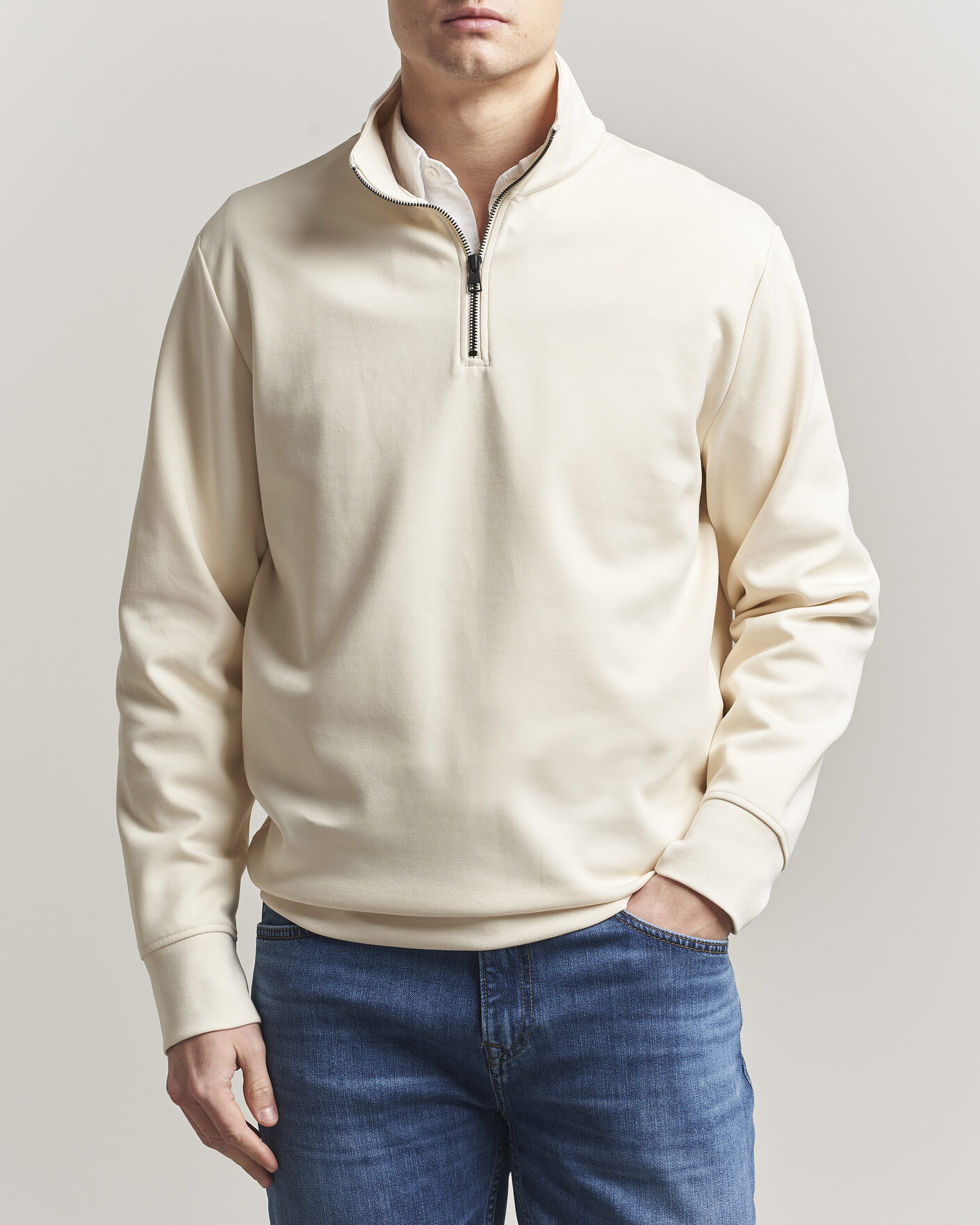 Mies | Puserot | Gant | Interlock Half Zip Creamed White