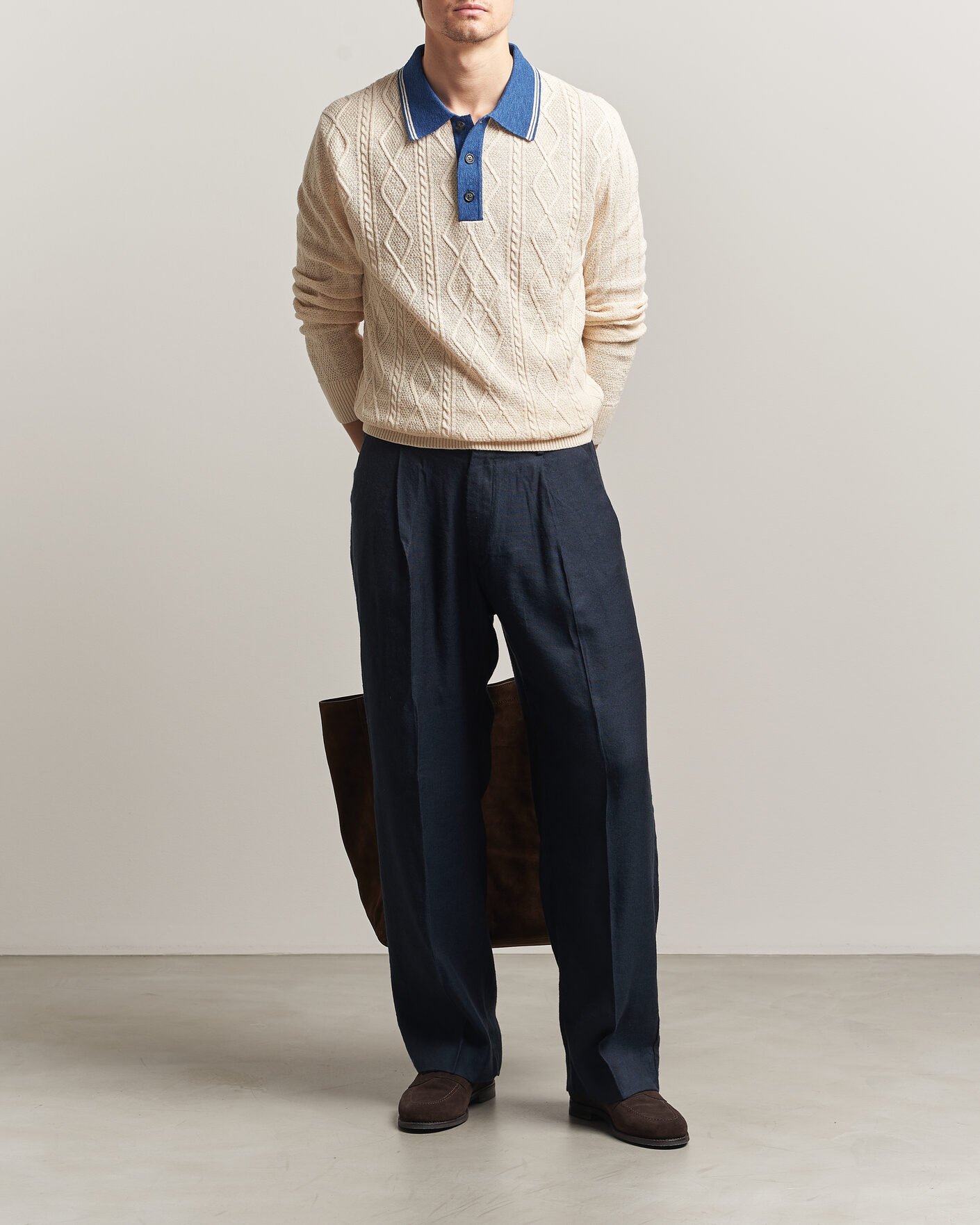 Mies | Puserot | GANT | Linen/Cotton Knitted Polo Creamed White
