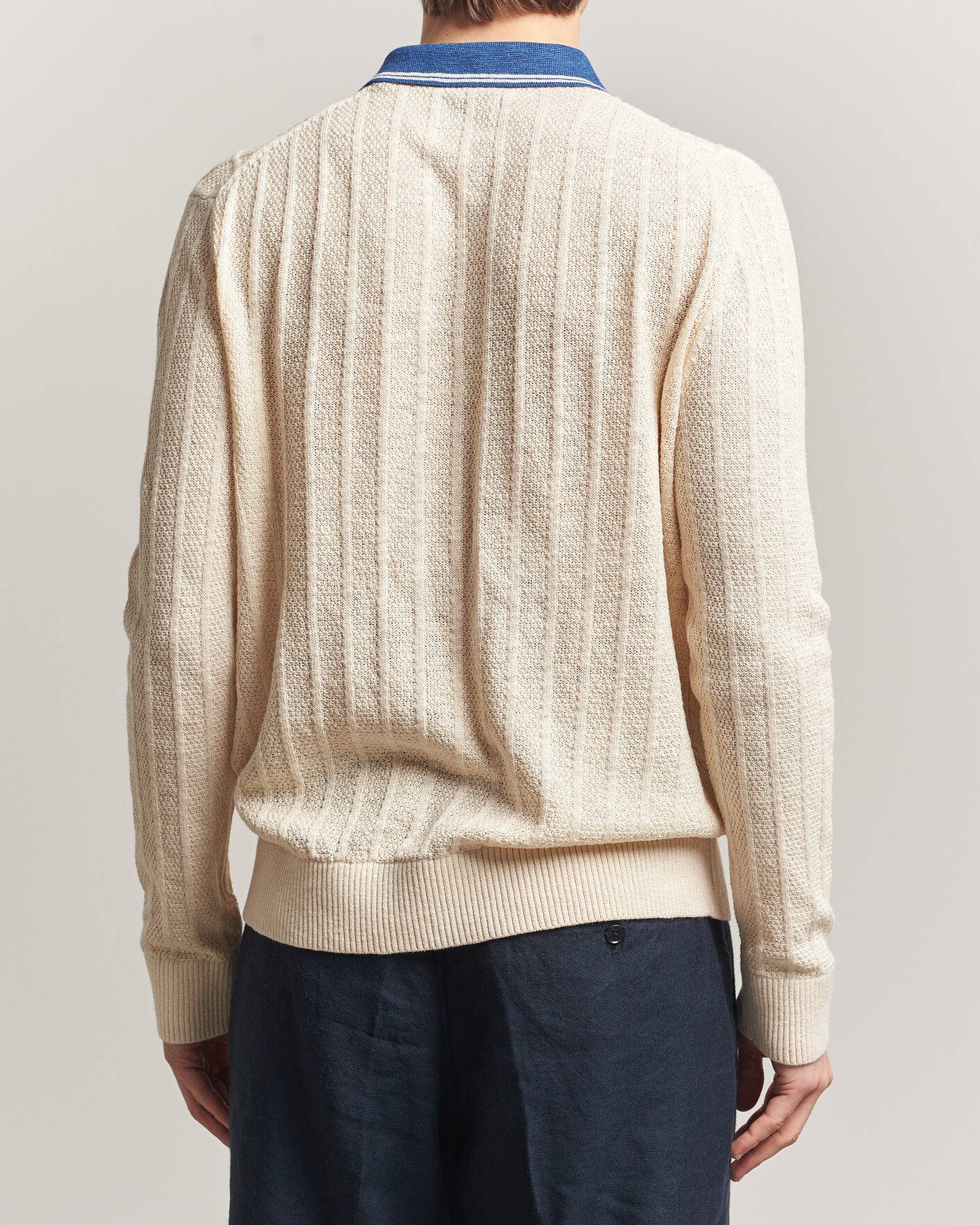 Mies | Puserot | GANT | Linen/Cotton Knitted Polo Creamed White