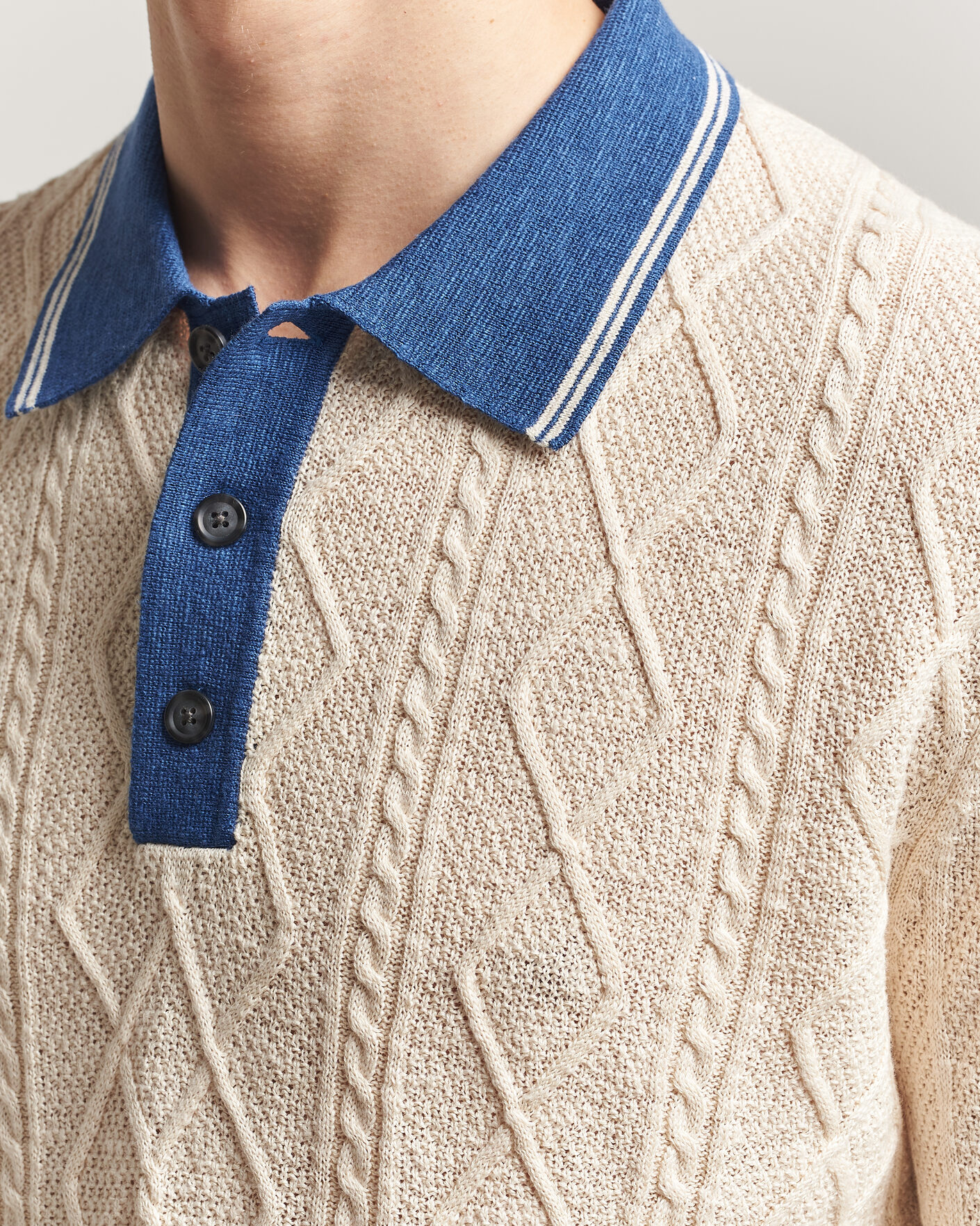 Mies | Puserot | GANT | Linen/Cotton Knitted Polo Creamed White