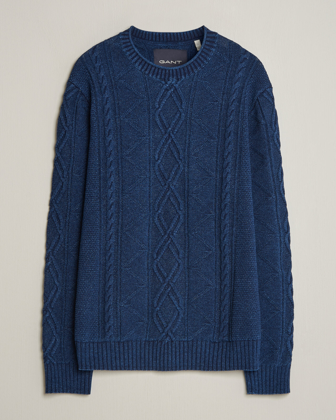 Mies | Puserot | Gant | Indigo Aran Knitted Sweater Rich Navy