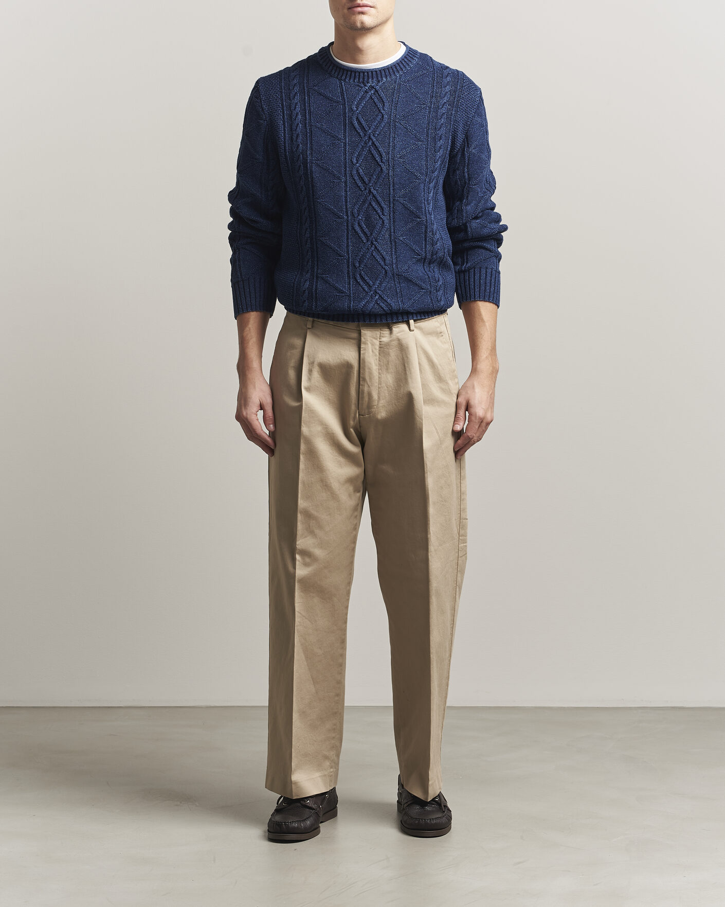 Mies | Puserot | GANT | Indigo Aran Knitted Sweater Rich Navy