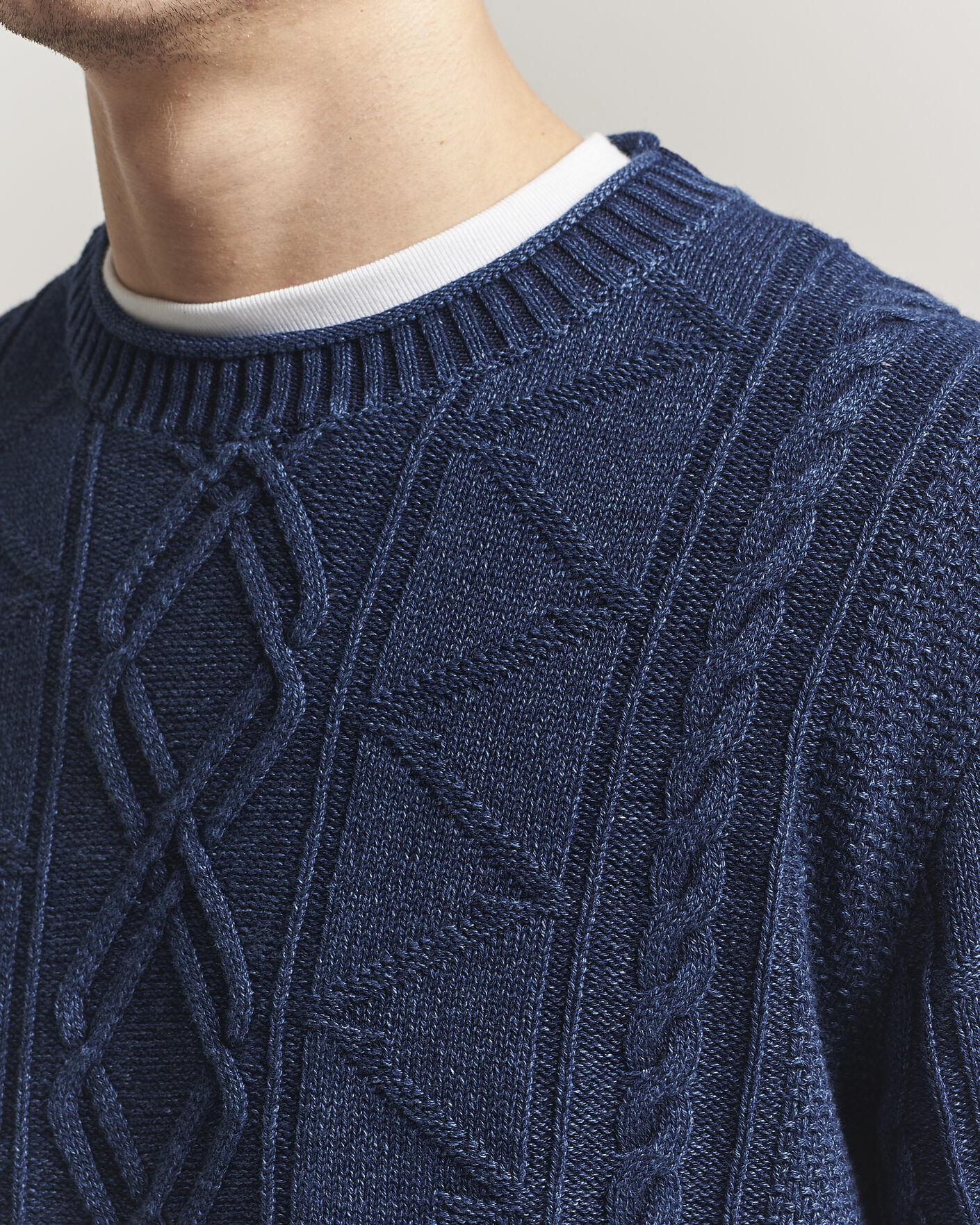 Mies | Puserot | Gant | Indigo Aran Knitted Sweater Rich Navy