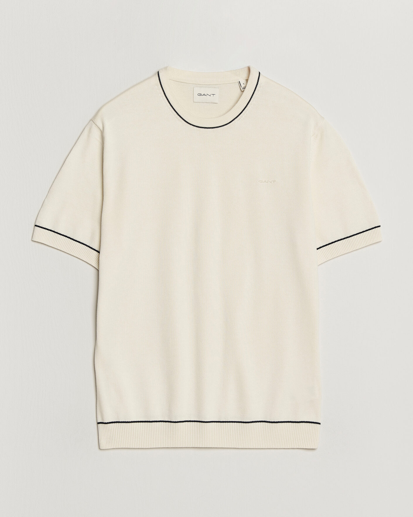 Mies | T-paidat | Gant | Cotton/Model Knitted T-Shirt Cream