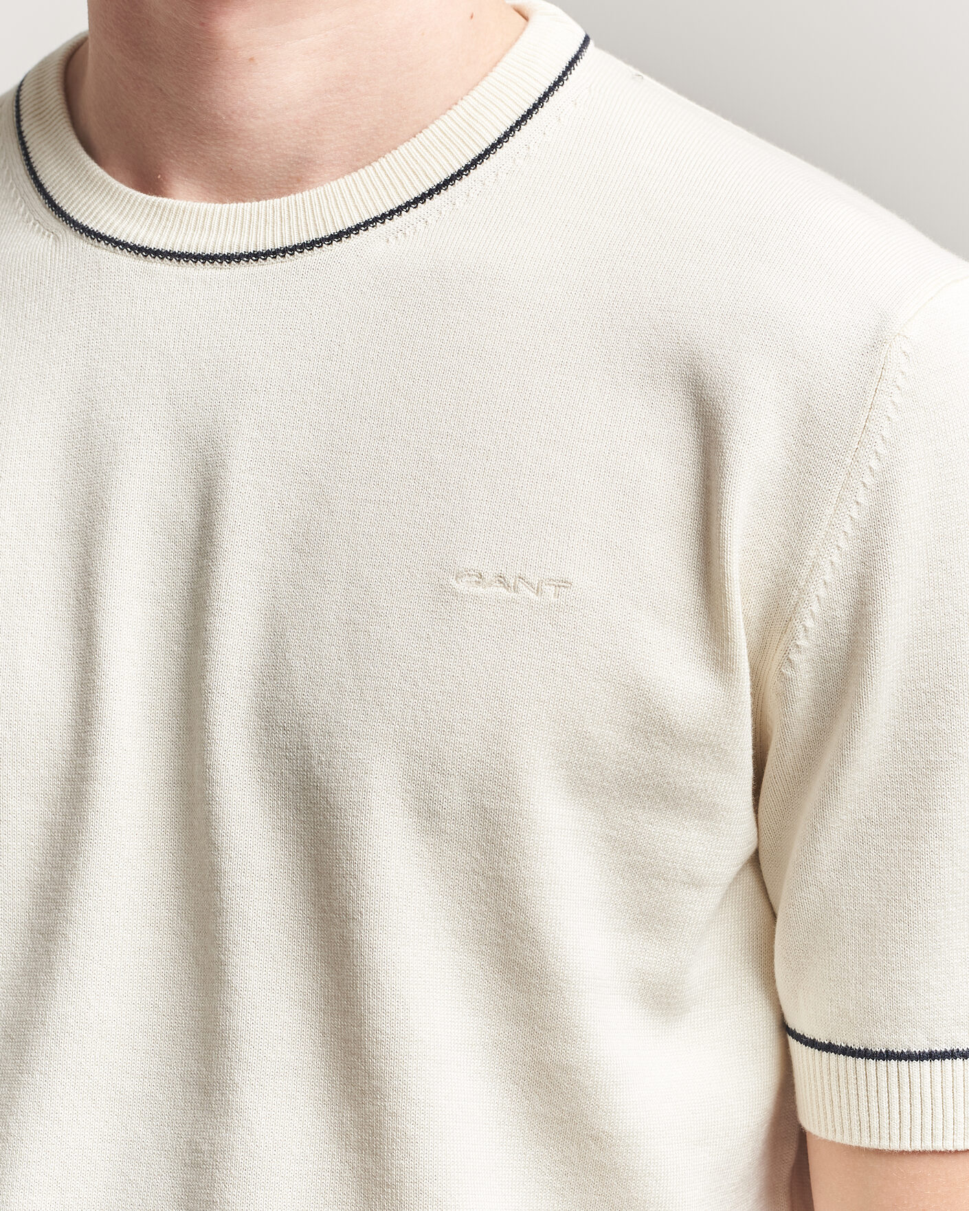 Mies | T-paidat | Gant | Cotton/Model Knitted T-Shirt Cream