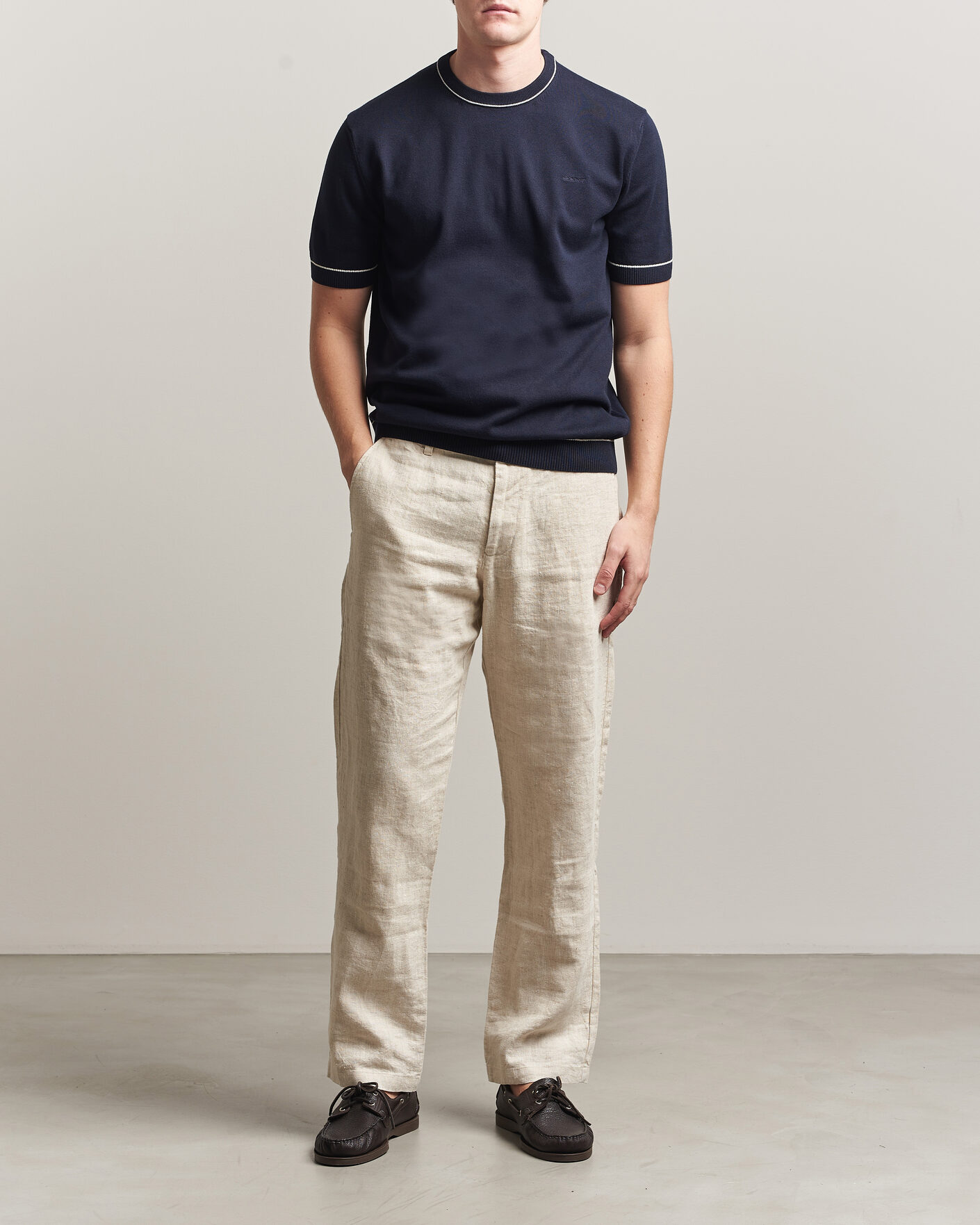 Mies | T-paidat | Gant | Cotton/Model Knitted T-Shirt Evening Blue