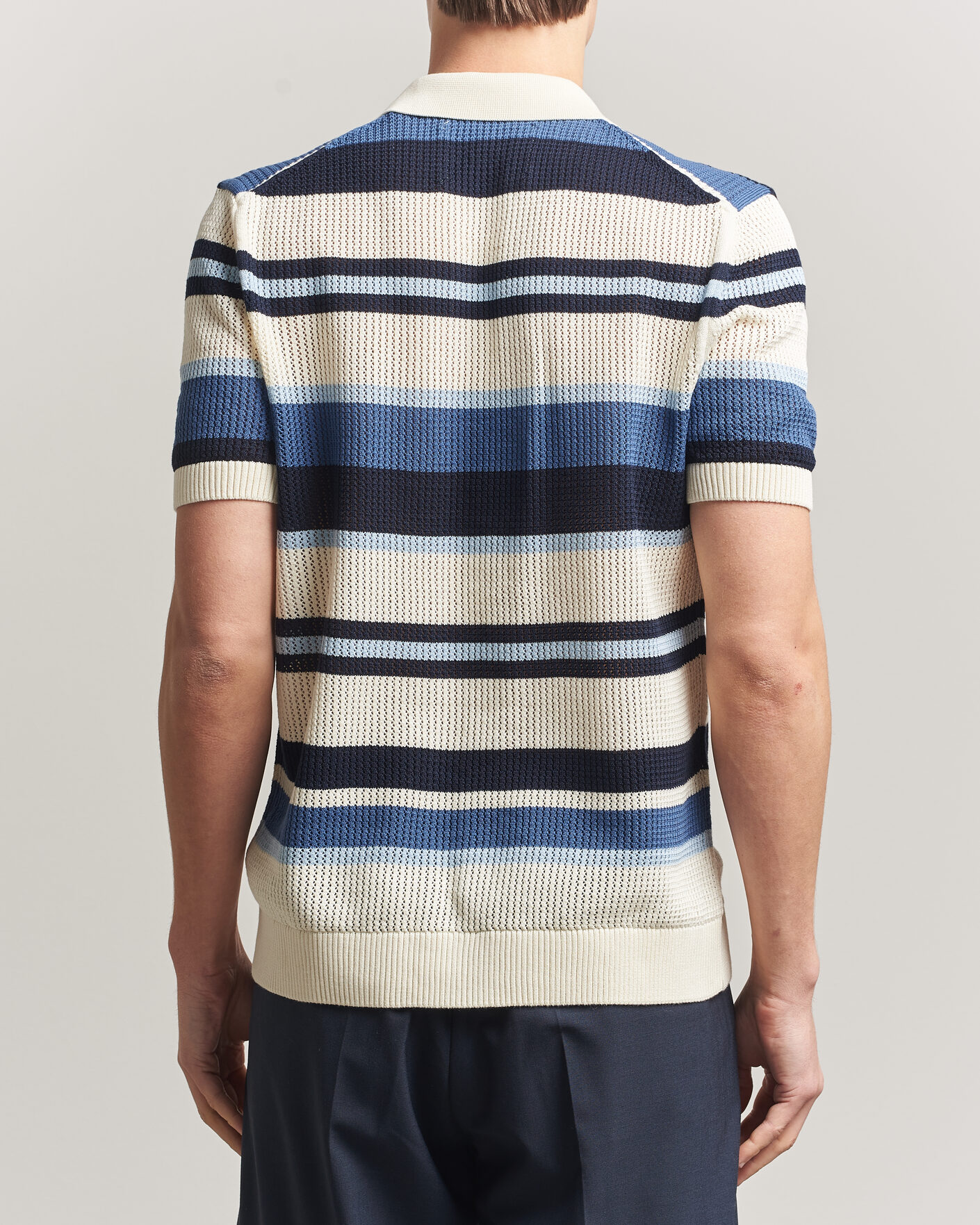 Mies | Kauluspaidat | Gant | Striped Knitted Short Sleeve Shirt Vintage Blue