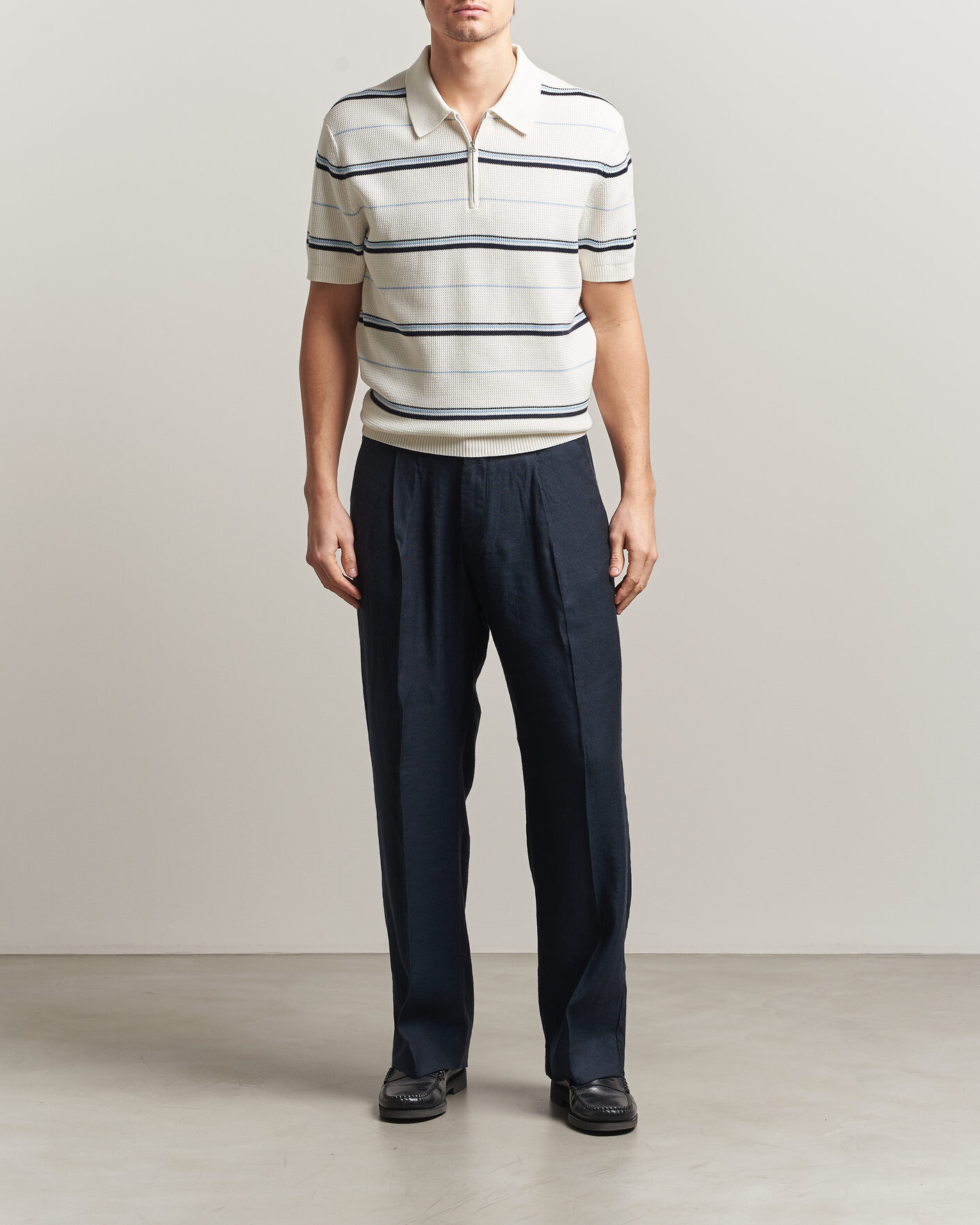 Mies | Pikeet | GANT | Striped Knitted Polo Eggshell