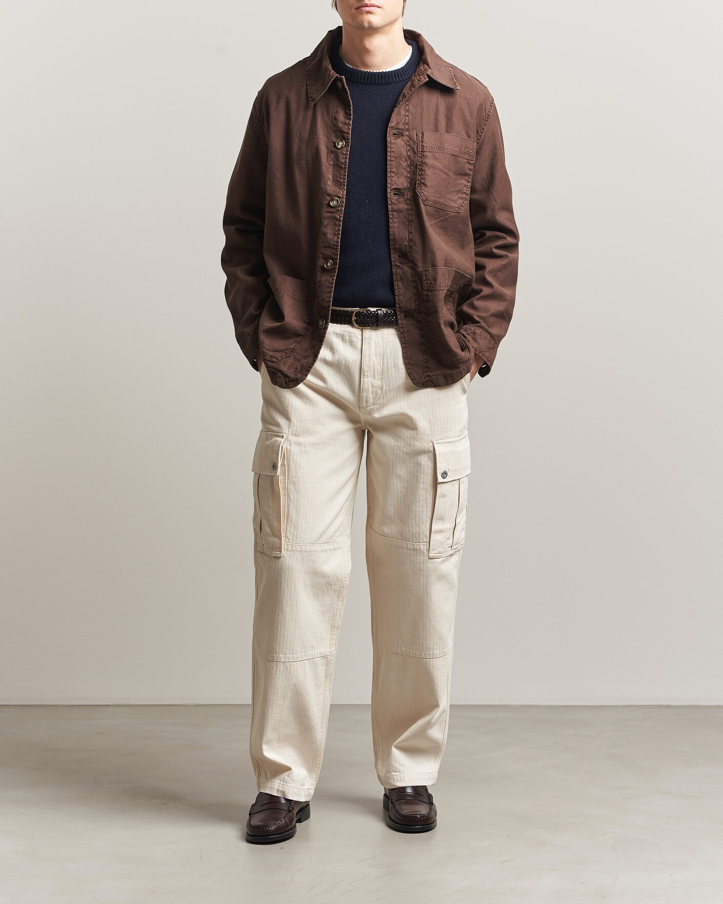 Mies | Housut | GANT | Relaxed Fit Herringbone Cargo Pants Creamed White