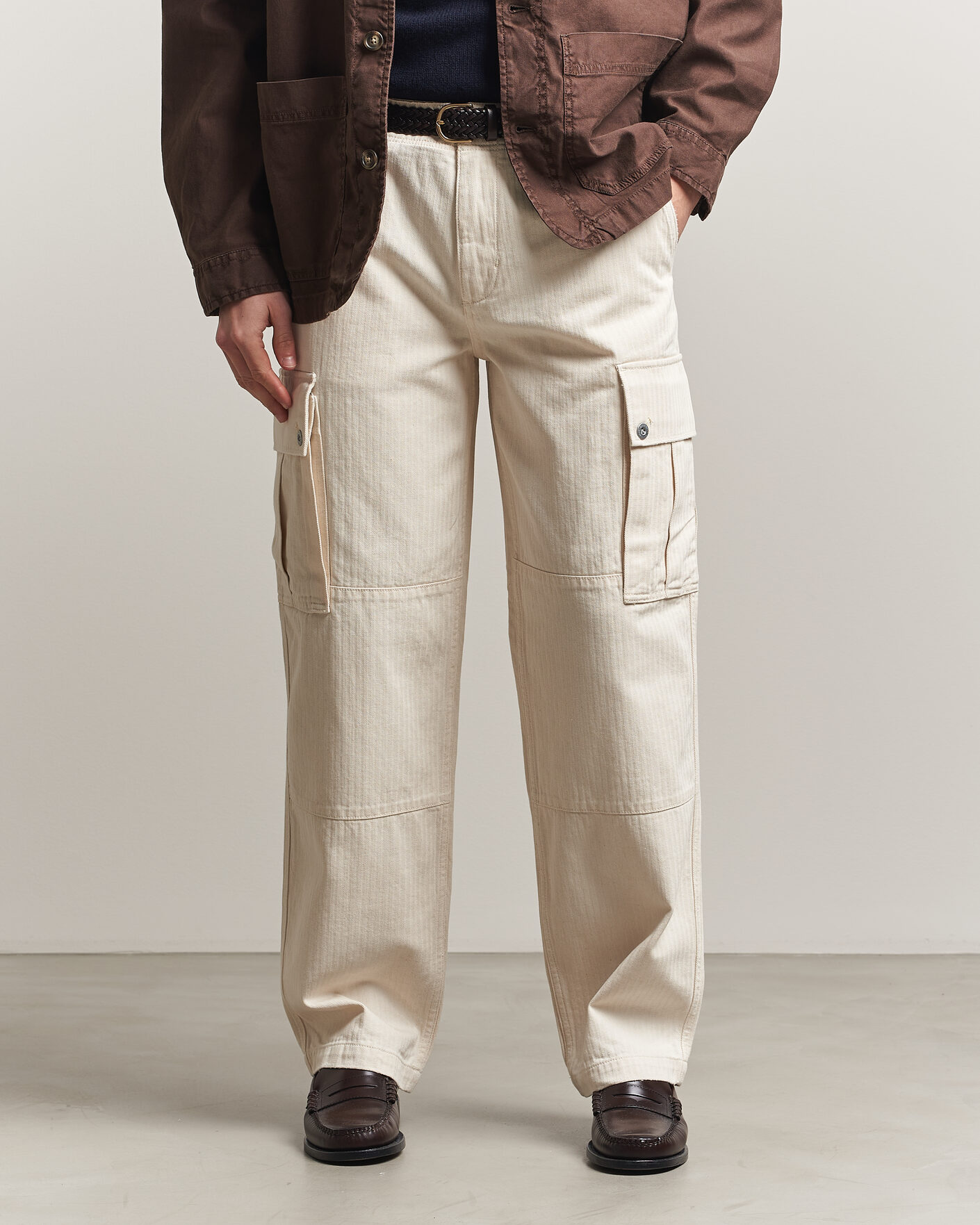 Mies | Housut | Gant | Relaxed Fit Herringbone Cargo Pants Creamed White