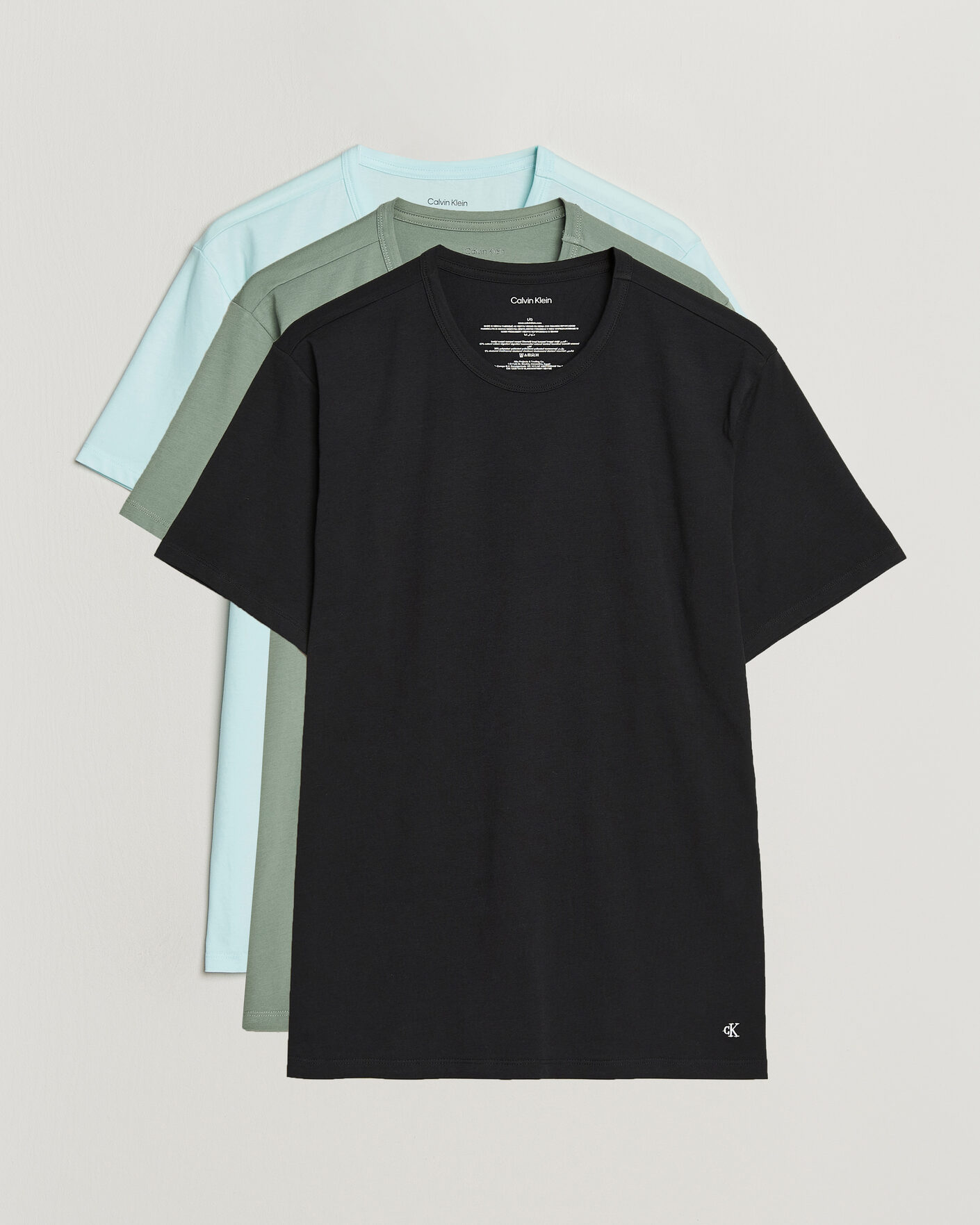 Mies | T-paidat | Calvin Klein | 3-Pack Cotton Stretch Crew Neck T-Shirt Black/Blue/Green
