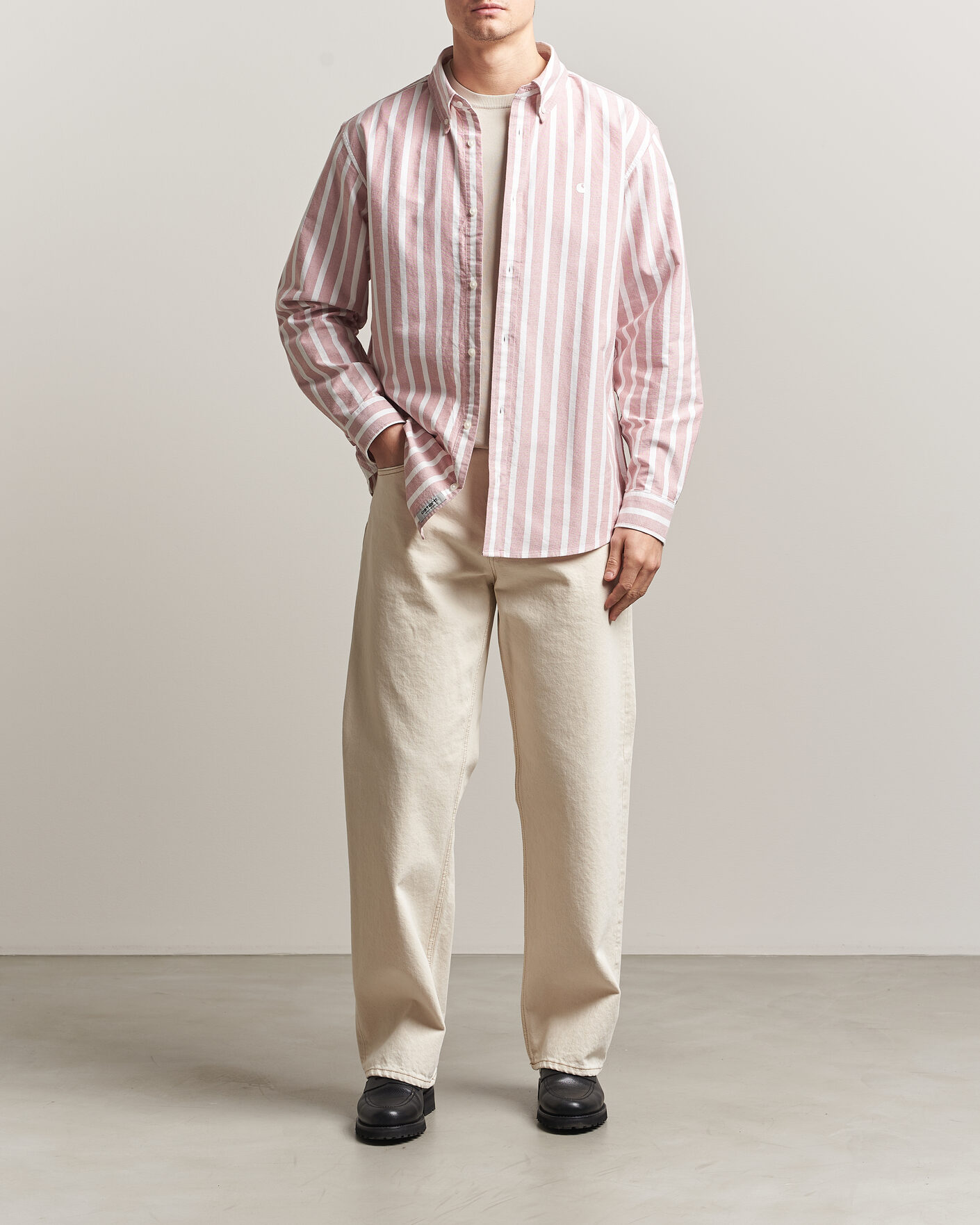 Mies | Kauluspaidat | Carhartt WIP | Deven Striped Oxford Shirt Oxide Red