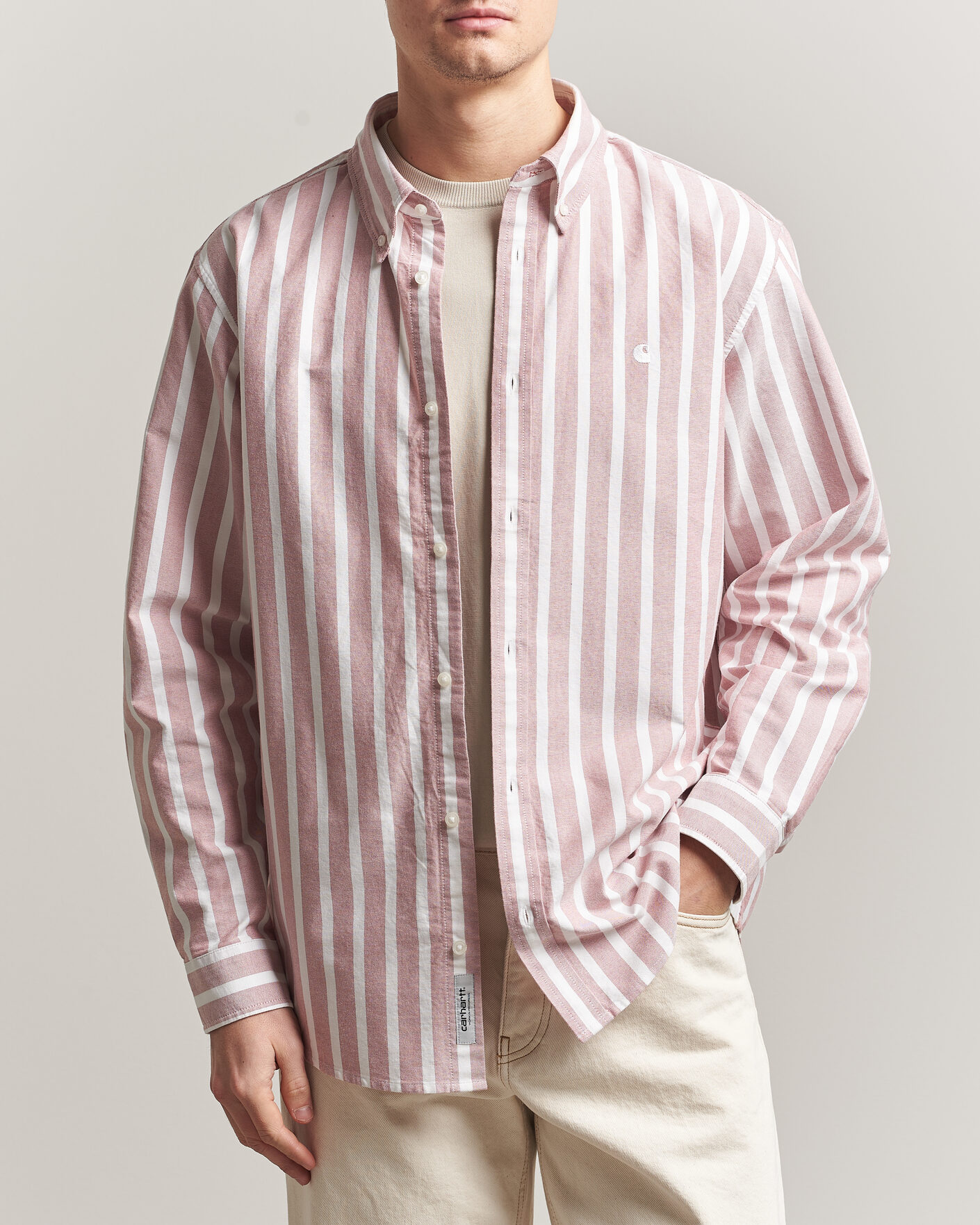 Mies | Kauluspaidat | Carhartt WIP | Deven Striped Oxford Shirt Oxide Red