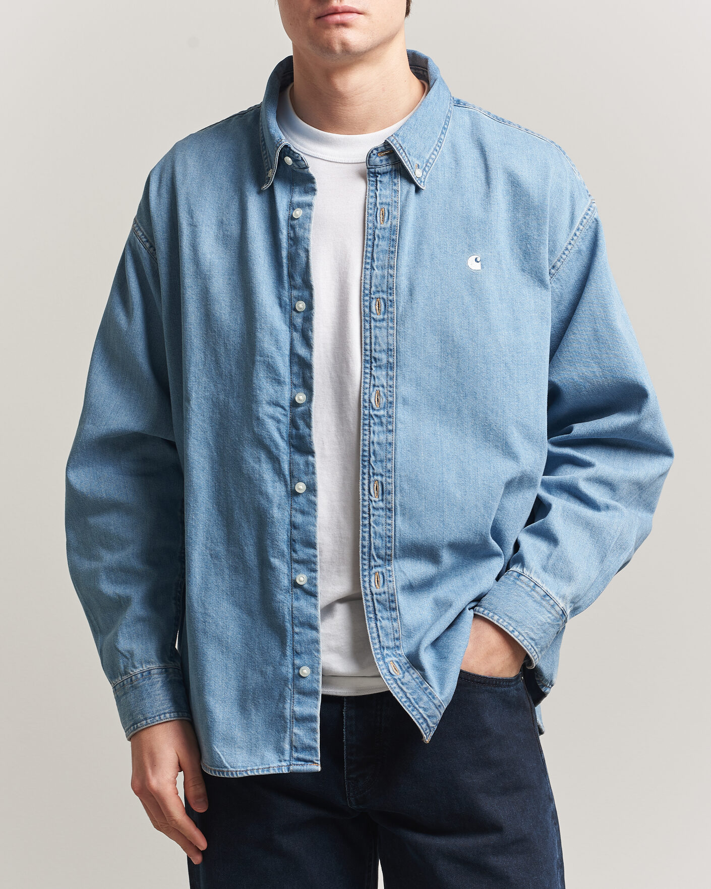 Mies | Kauluspaidat | Carhartt WIP | Lucas Denim Shirt Blue Bleached