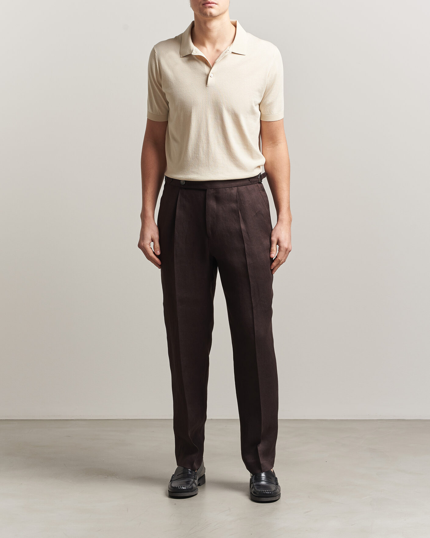 Mies | Pikeet | Piacenza Cashmere | Short Sleeve Knitted Polo Off White