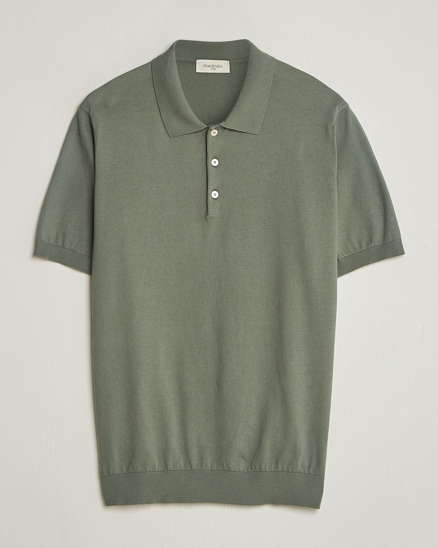 Mies | Pikeet | Piacenza Cashmere | Short Sleeve Knitted Polo Sage