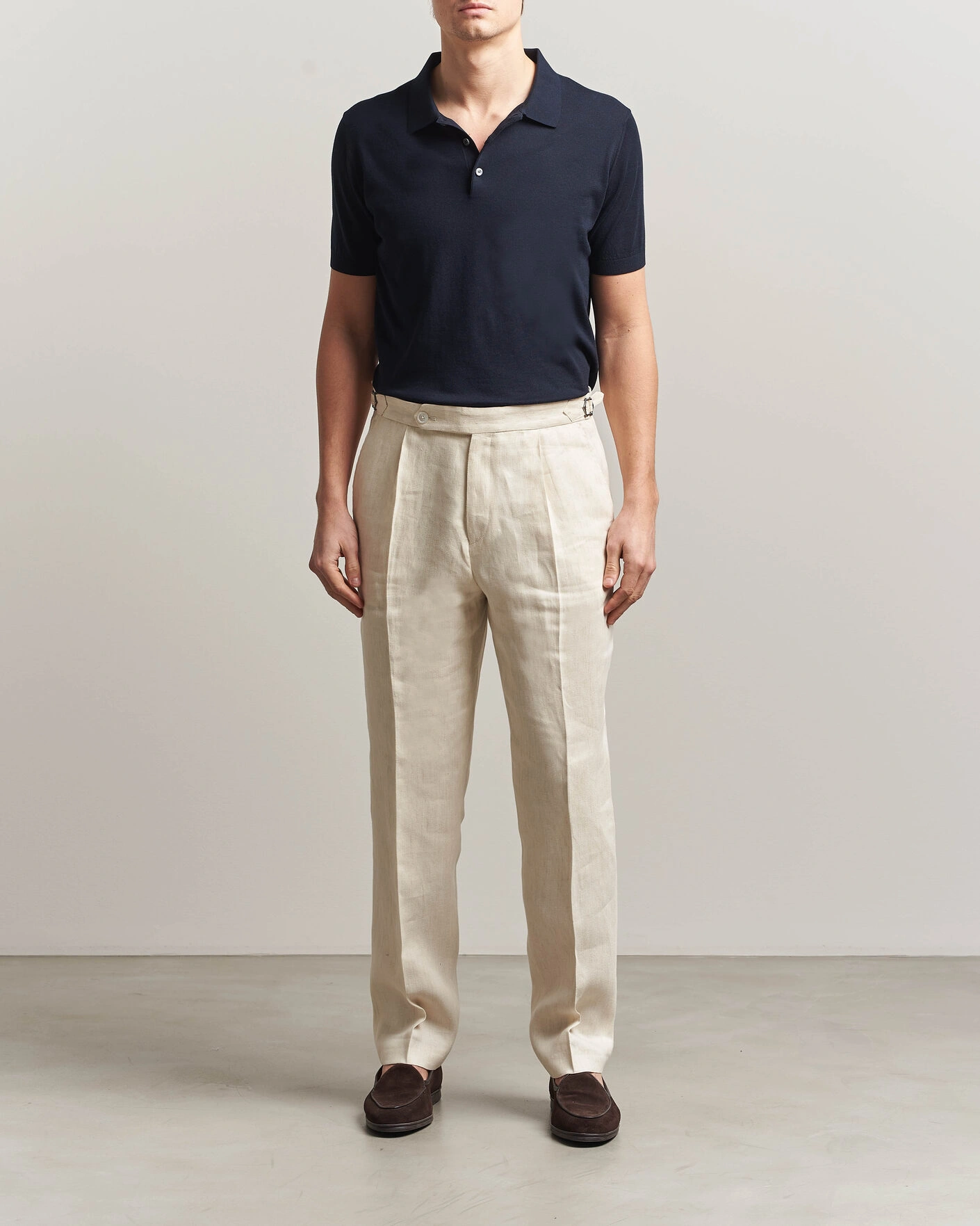 Mies | Pikeet | Piacenza Cashmere | Short Sleeve Knitted Polo Navy