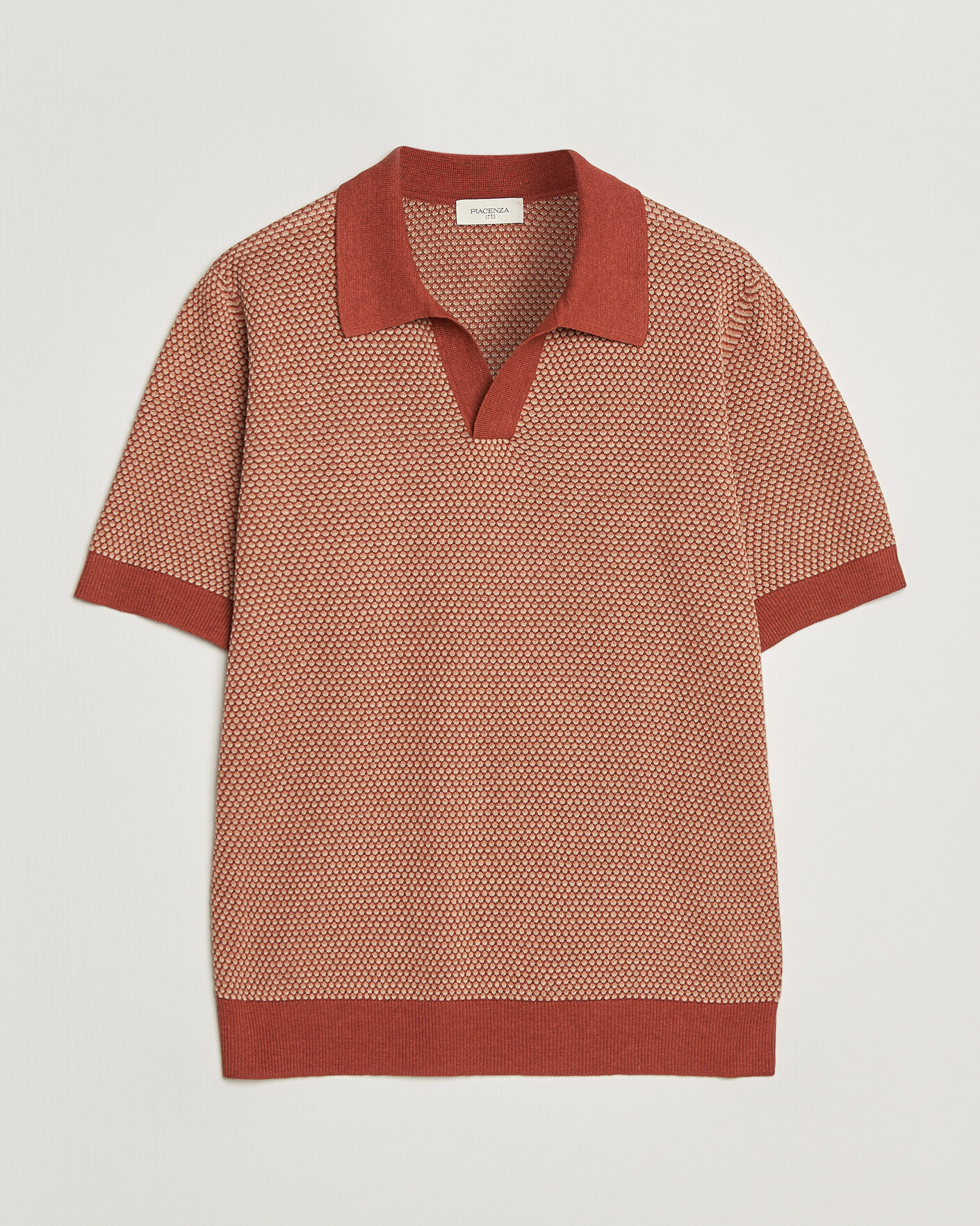 Mies | Pikeet | Piacenza Cashmere | Silk/Linen Honeycomb Knitted Polo Red