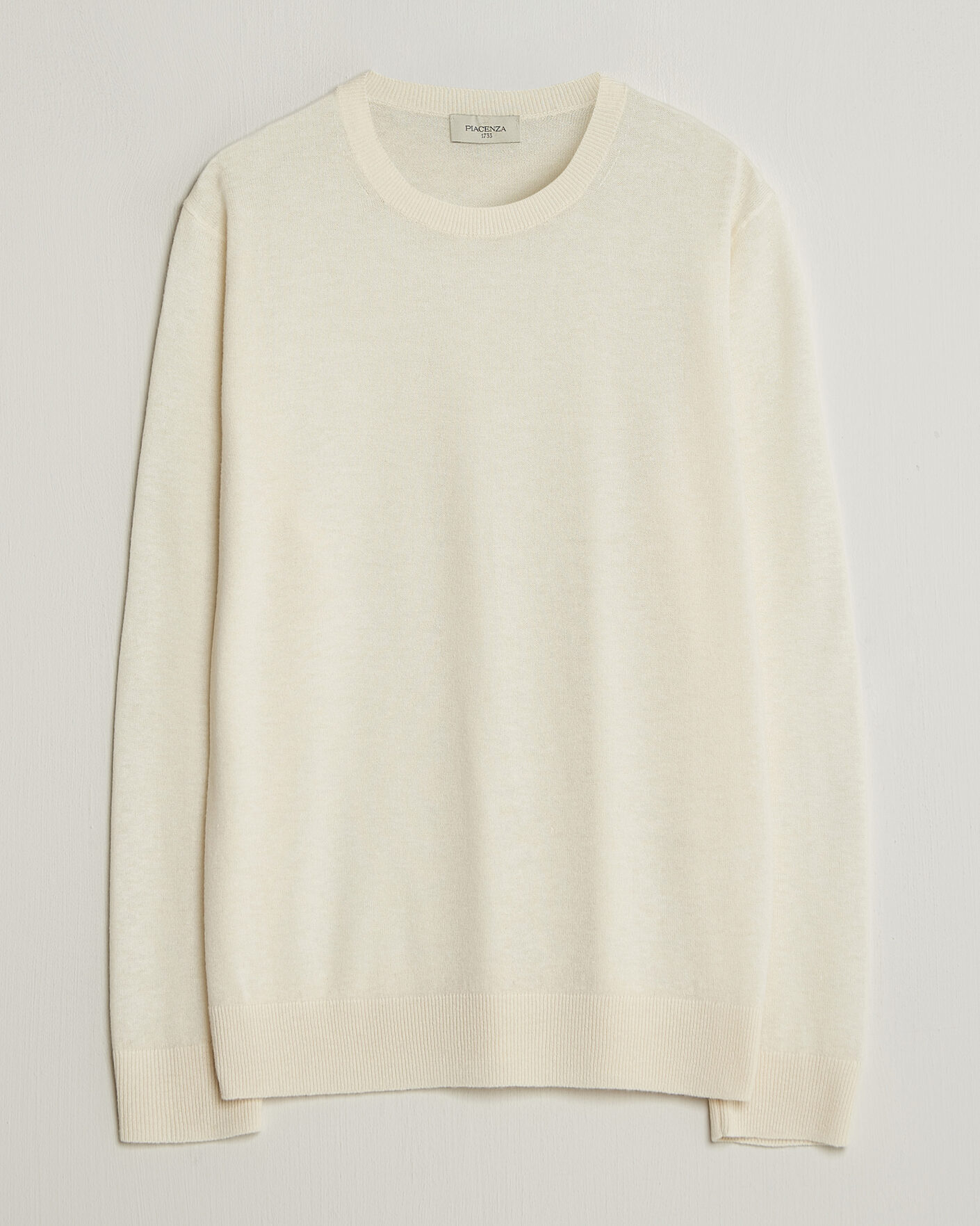 Mies | Puserot | Piacenza Cashmere | Soft Silk/Cashmere Crew Neck  Off White