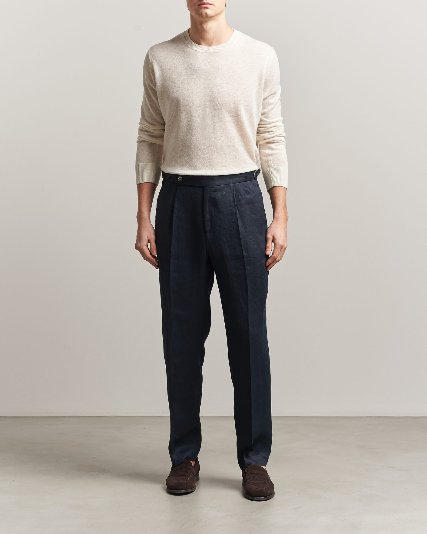 Mies | Puserot | Piacenza Cashmere | Soft Silk/Cashmere Crew Neck  Off White