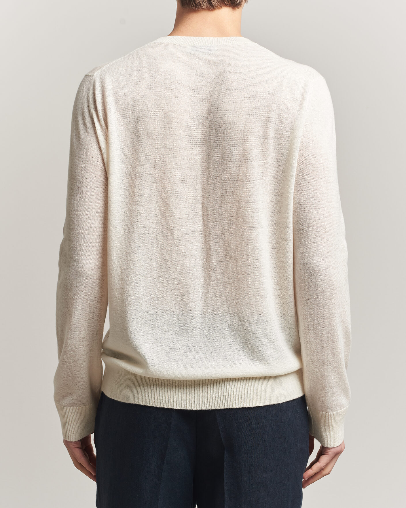 Mies | Puserot | Piacenza Cashmere | Soft Silk/Cashmere Crew Neck  Off White