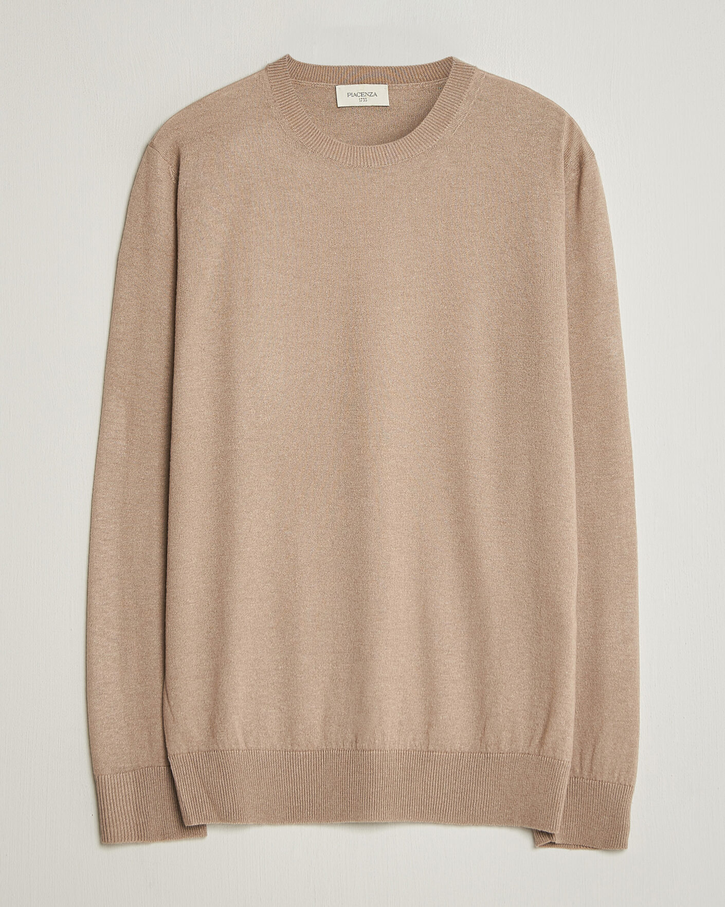Mies | Puserot | Piacenza Cashmere | Soft Silk/Cashmere Crew Neck Beige