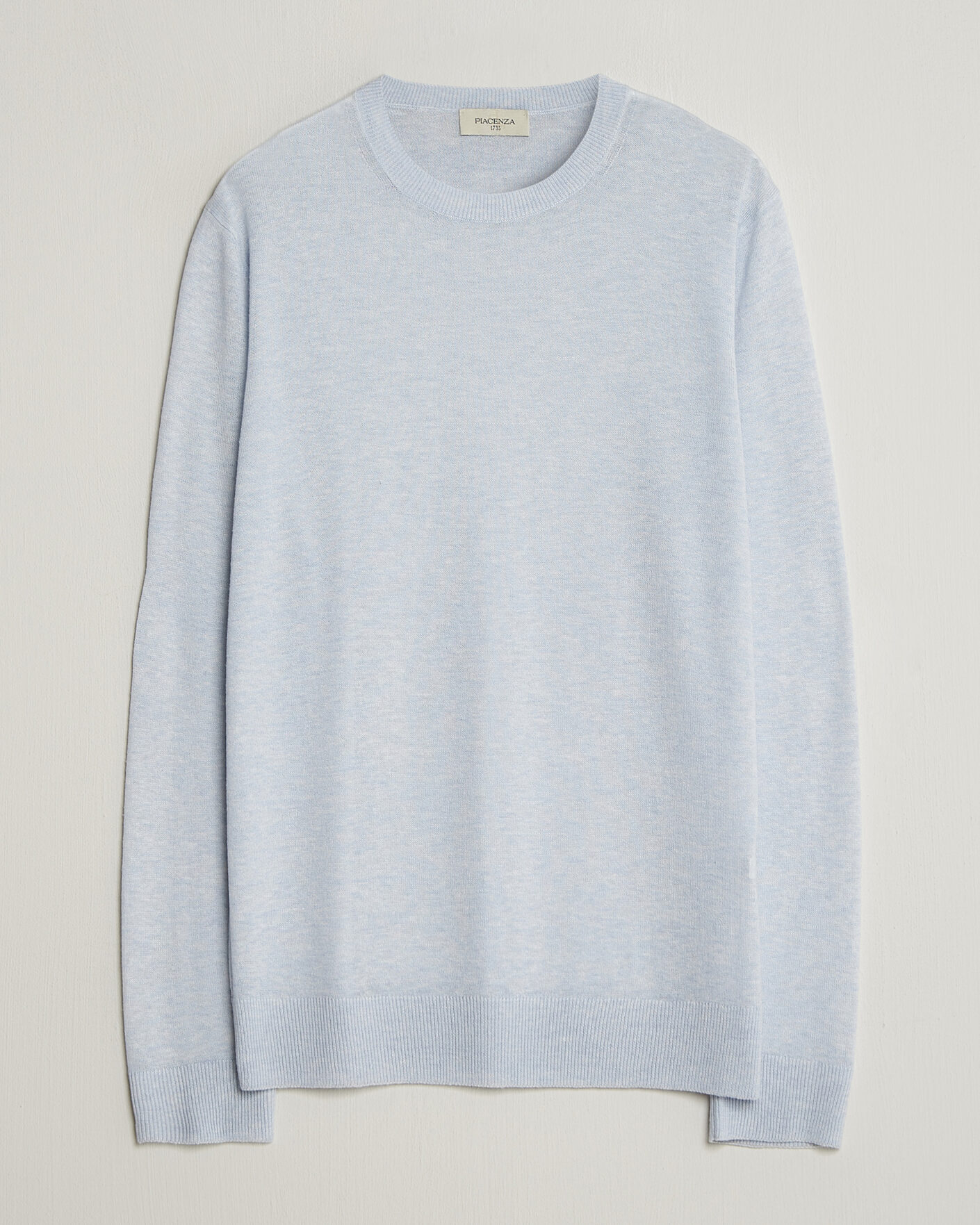 Mies | Puserot | Piacenza Cashmere | Soft Silk/Cashmere Crew Neck  Sky Blue