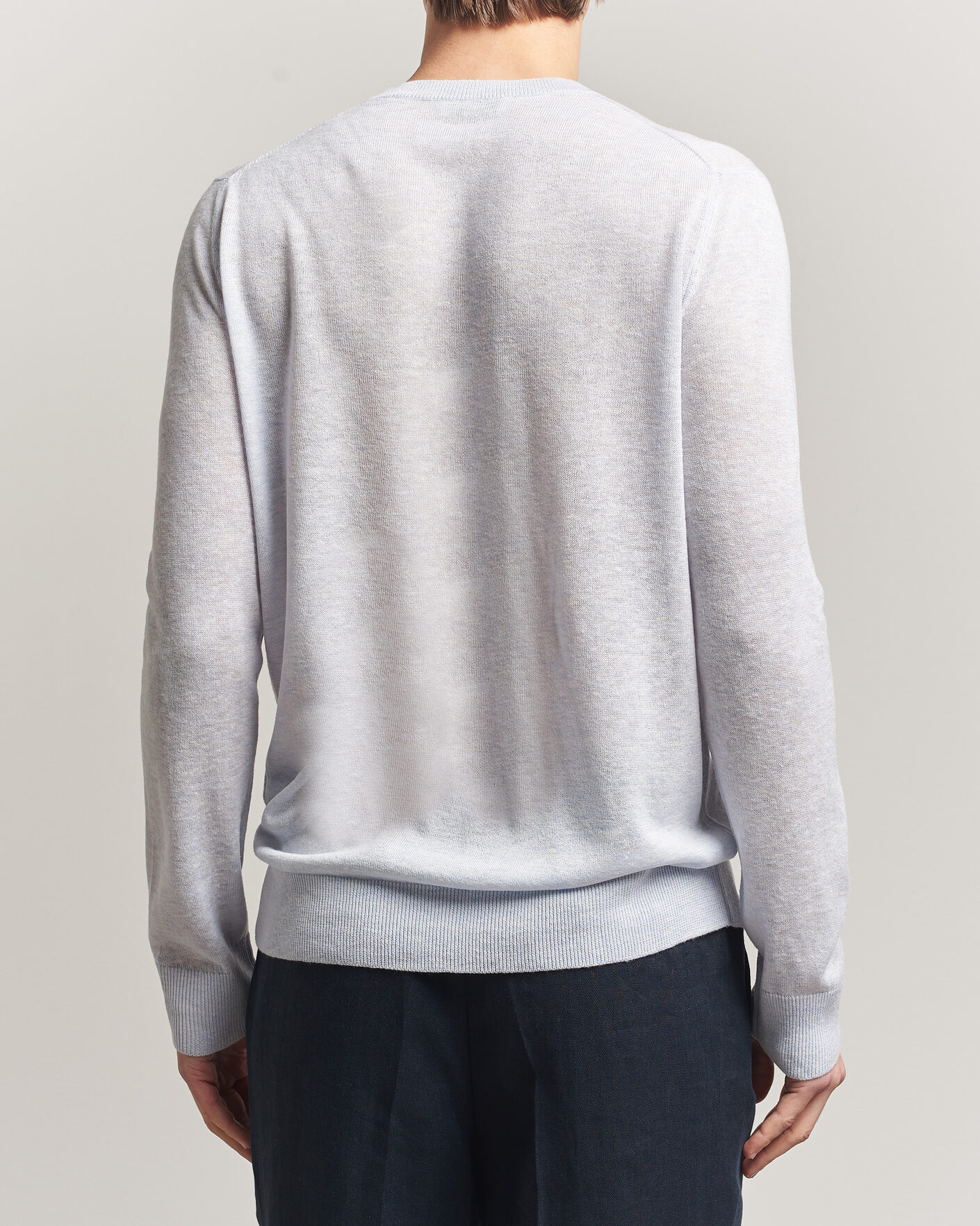 Mies | Puserot | Piacenza Cashmere | Soft Silk/Cashmere Crew Neck Sky Blue