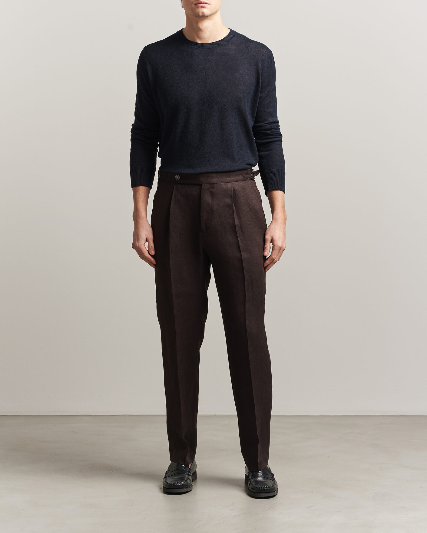 Mies | Puserot | Piacenza Cashmere | Soft Silk/Cashmere Crew Neck Navy