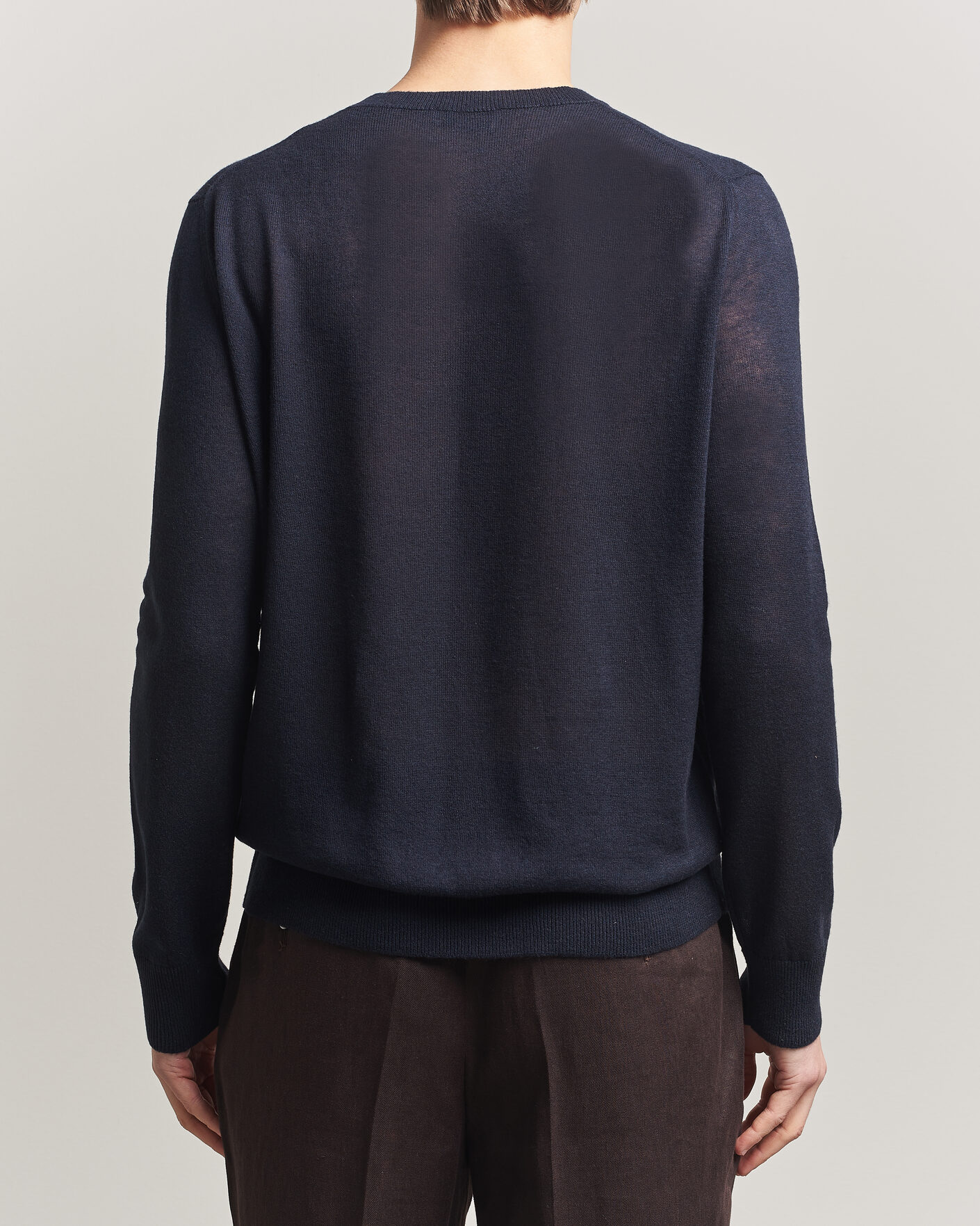 Mies | Puserot | Piacenza Cashmere | Soft Silk/Cashmere Crew Neck Navy